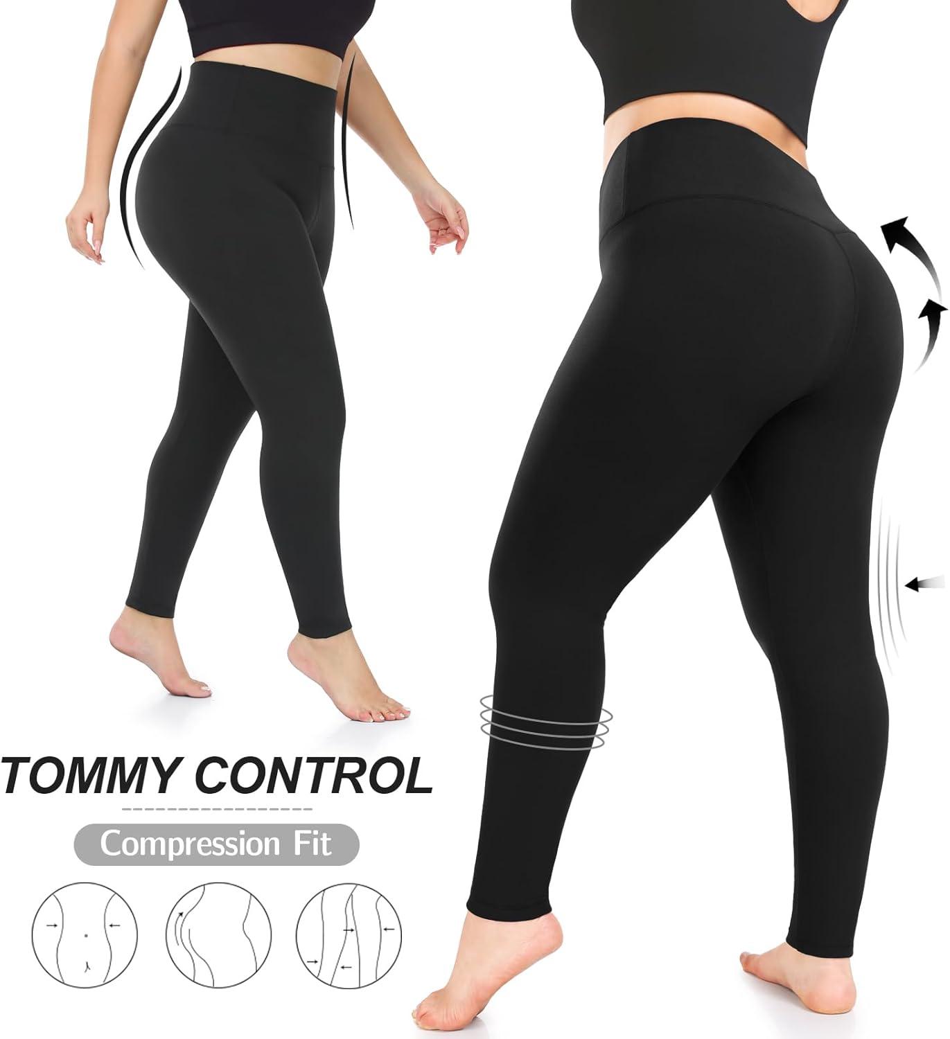 imageHi Clasmix Plus Size Leggings for Women 1X4XHigh Waisted Tummy Control Non See Through Super Soft Black Leggings Yoga Pants2 Pack BlackRust OrangeXXLarge