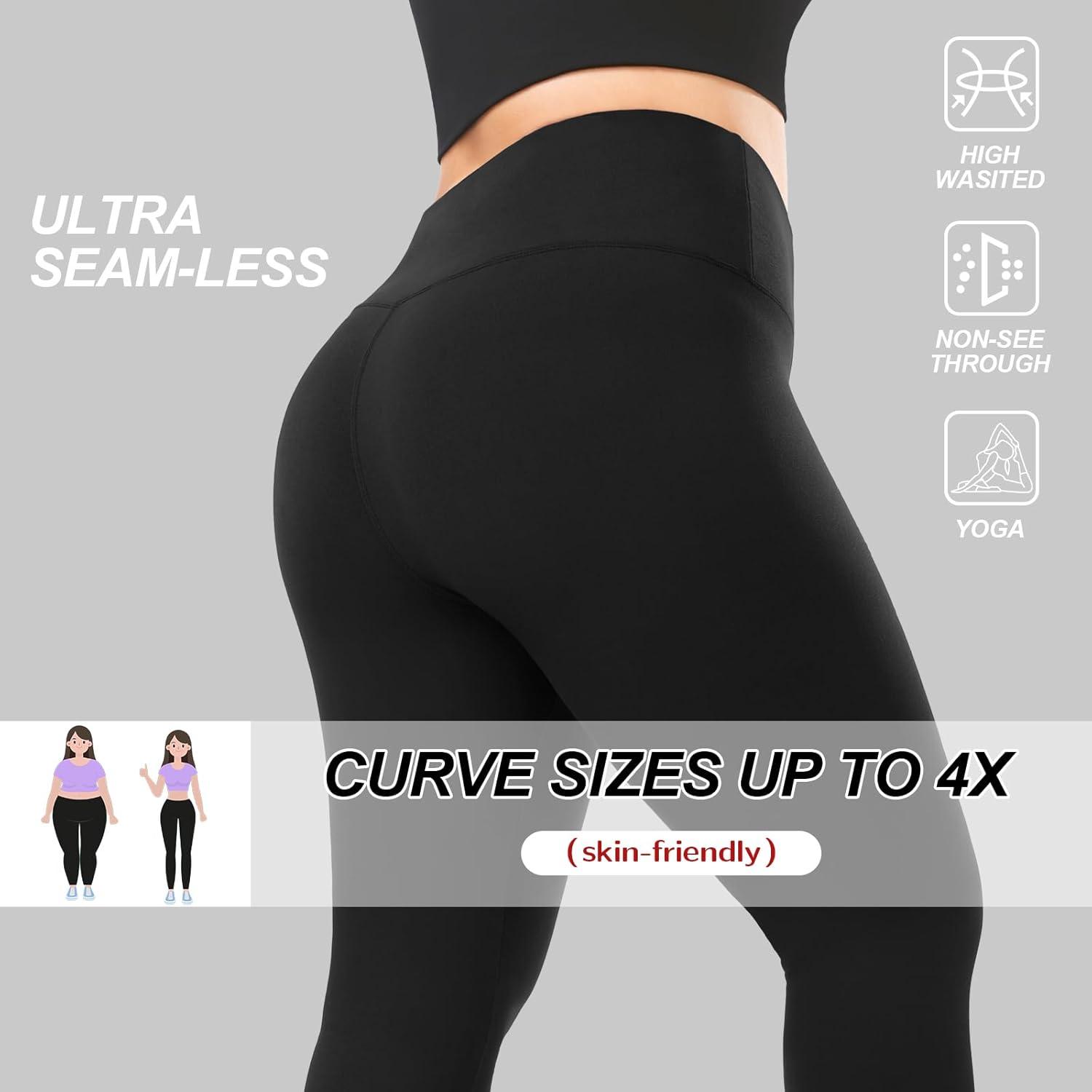 imageHi Clasmix Plus Size Leggings for Women 1X4XHigh Waisted Tummy Control Non See Through Super Soft Black Leggings Yoga Pants2 Pack BlackRust OrangeXXLarge