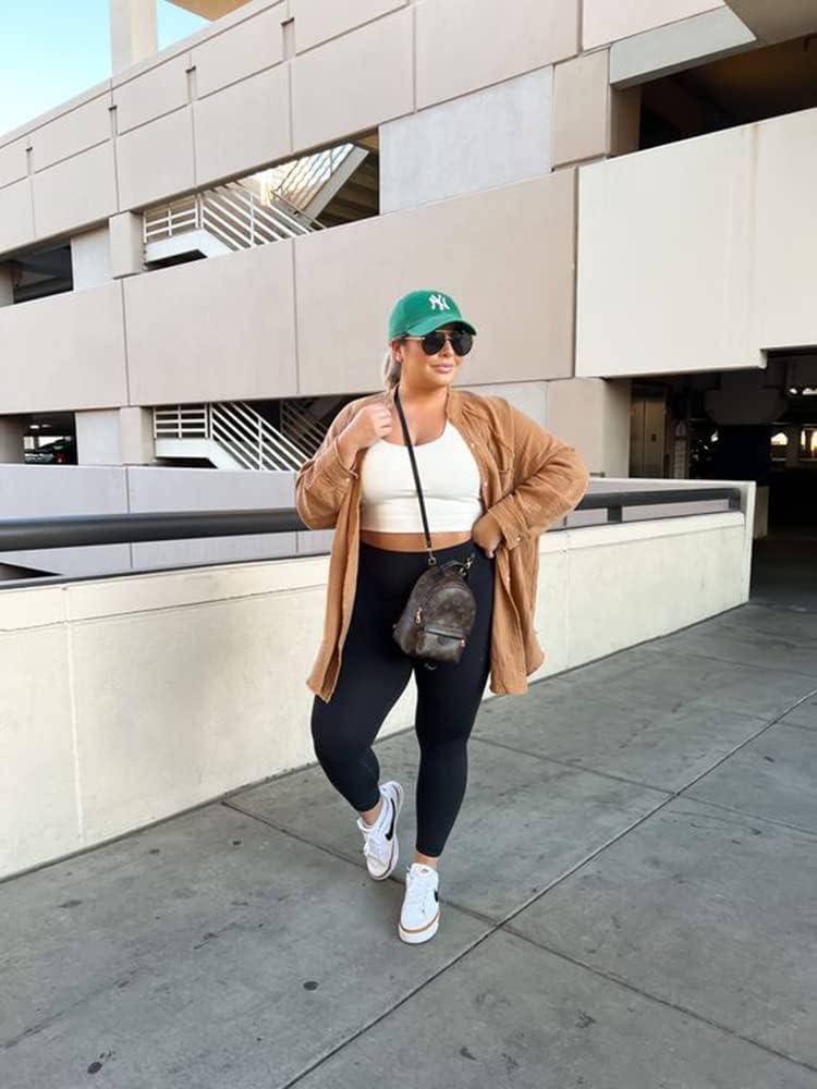 imageHi Clasmix Plus Size Leggings for Women 1X4XHigh Waisted Tummy Control Non See Through Super Soft Black Leggings Yoga Pants2 Pack BlackRust OrangeXXLarge