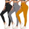 image3 Pack Leggings for Women Tummy Control  Buttery Soft Yoga Pants High Waist No SeeThrough Running Gym Workout LeggingBlackYellowLight Grey