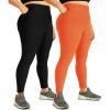 imageHi Clasmix Plus Size Leggings for Women 1X4XHigh Waisted Tummy Control Non See Through Super Soft Black Leggings Yoga Pants2 Pack BlackRust OrangeXXLarge