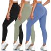 imageV Cross Waist Leggings for WomenTummy Control Soft Workout Running High Waisted Non See Through Black Yoga Pants