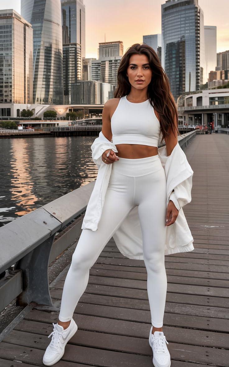 image3 Pack Leggings for Women High Waisted Tummy Control No SeeThrough Yoga Pants for Workout RunningBlackWhiteLight Blue