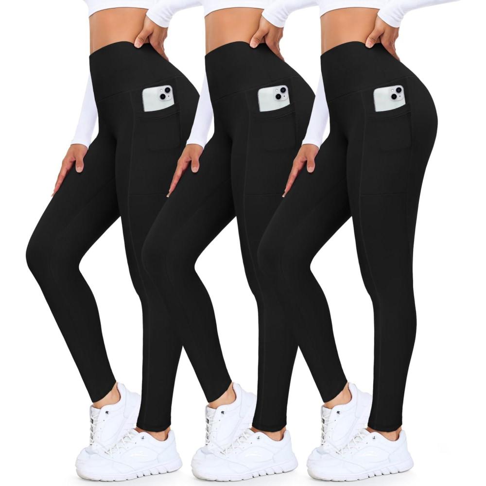 imageHigh Waisted 3 Pack Womens Capri Pants  Knee Length Yoga Shorts Biker Workout Leggings for WomenSummer ActivewearBlackBlackBlack
