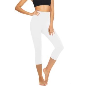 High Waisted Leggings for Women – Tummy Control Yoga Pants for Workout Running Athletic Women’s Leggings(Capri-white)