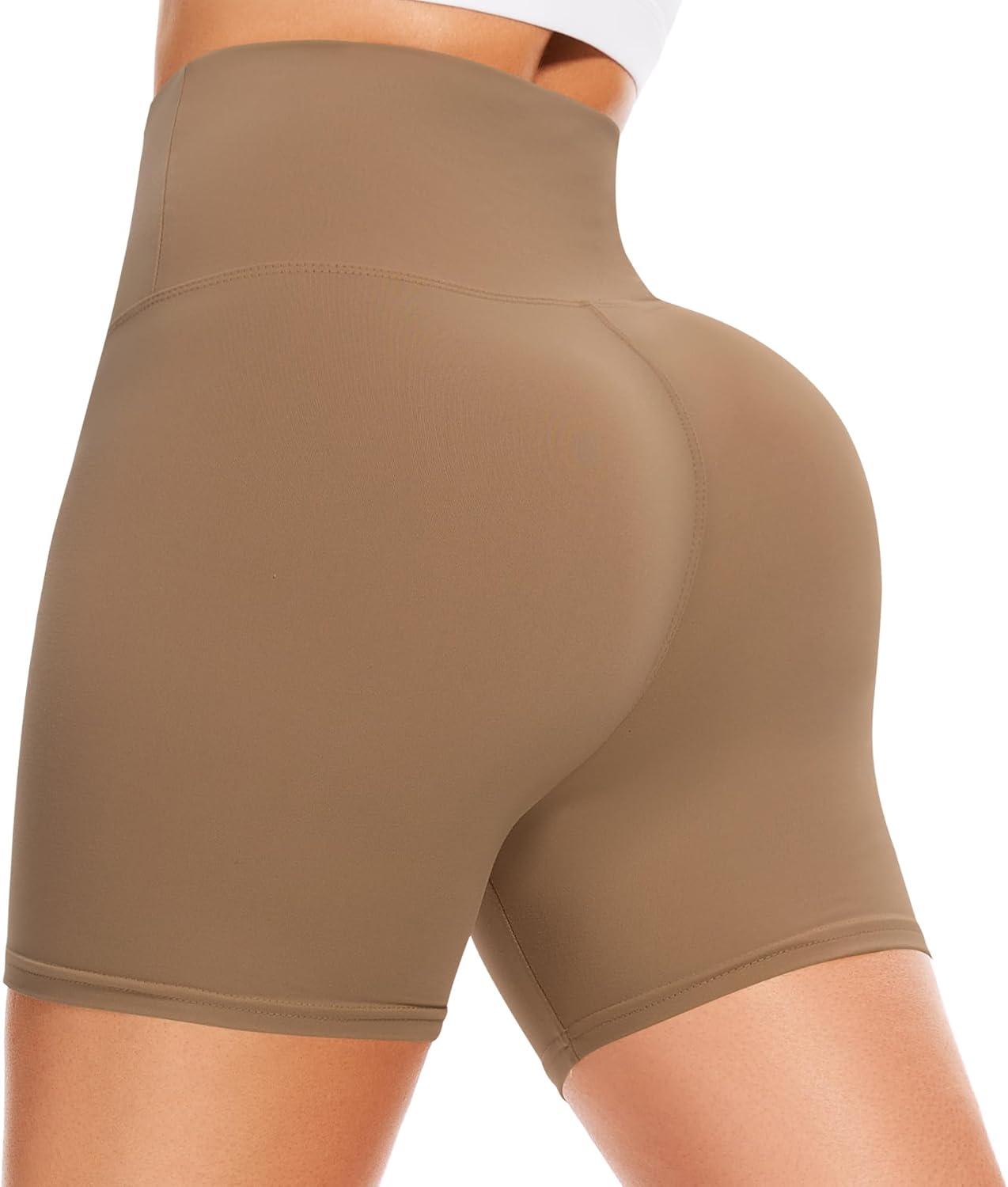image:imageWomens 35 High Waisted Biker Shorts Spandex Yoga Workout Cycling Volleyball Dance Athletic Booty Shorts12mocha