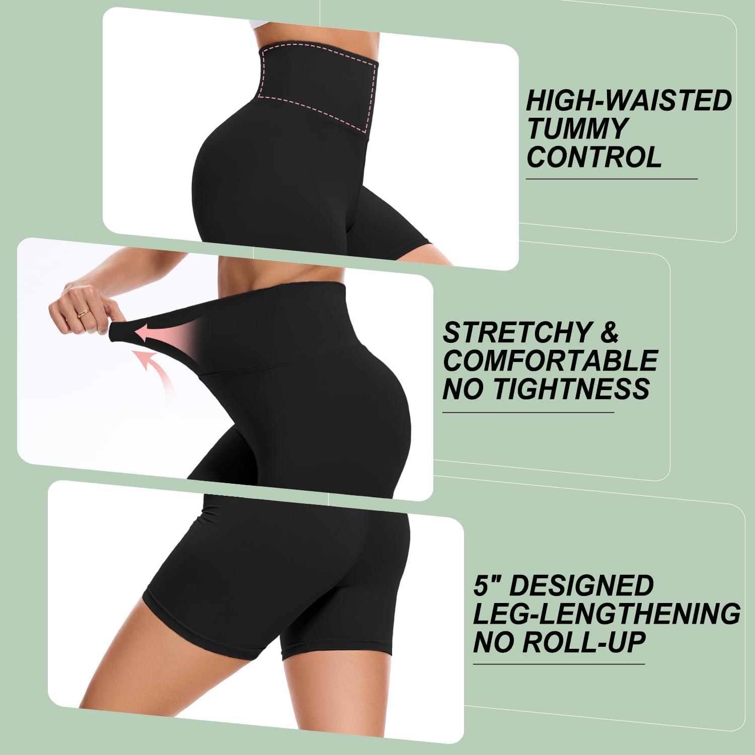 image:imageWomens 35 High Waisted Biker Shorts Spandex Yoga Workout Cycling Volleyball Dance Athletic Booty ShortsPink Leopard