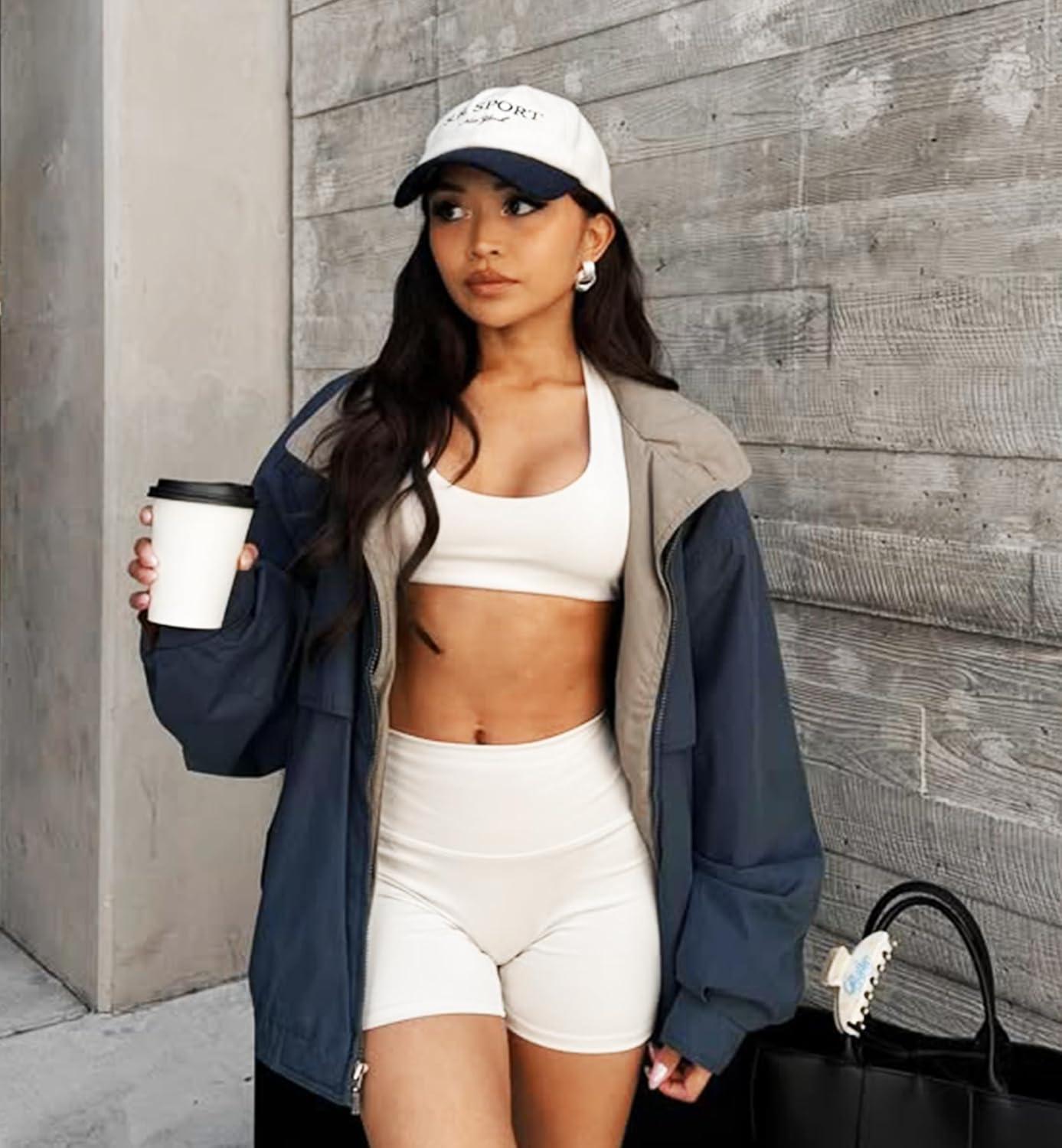 image:imageWomens 35 High Waisted Biker Shorts Spandex Yoga Workout Cycling Volleyball Dance Athletic Booty ShortsWhite With Pockets
