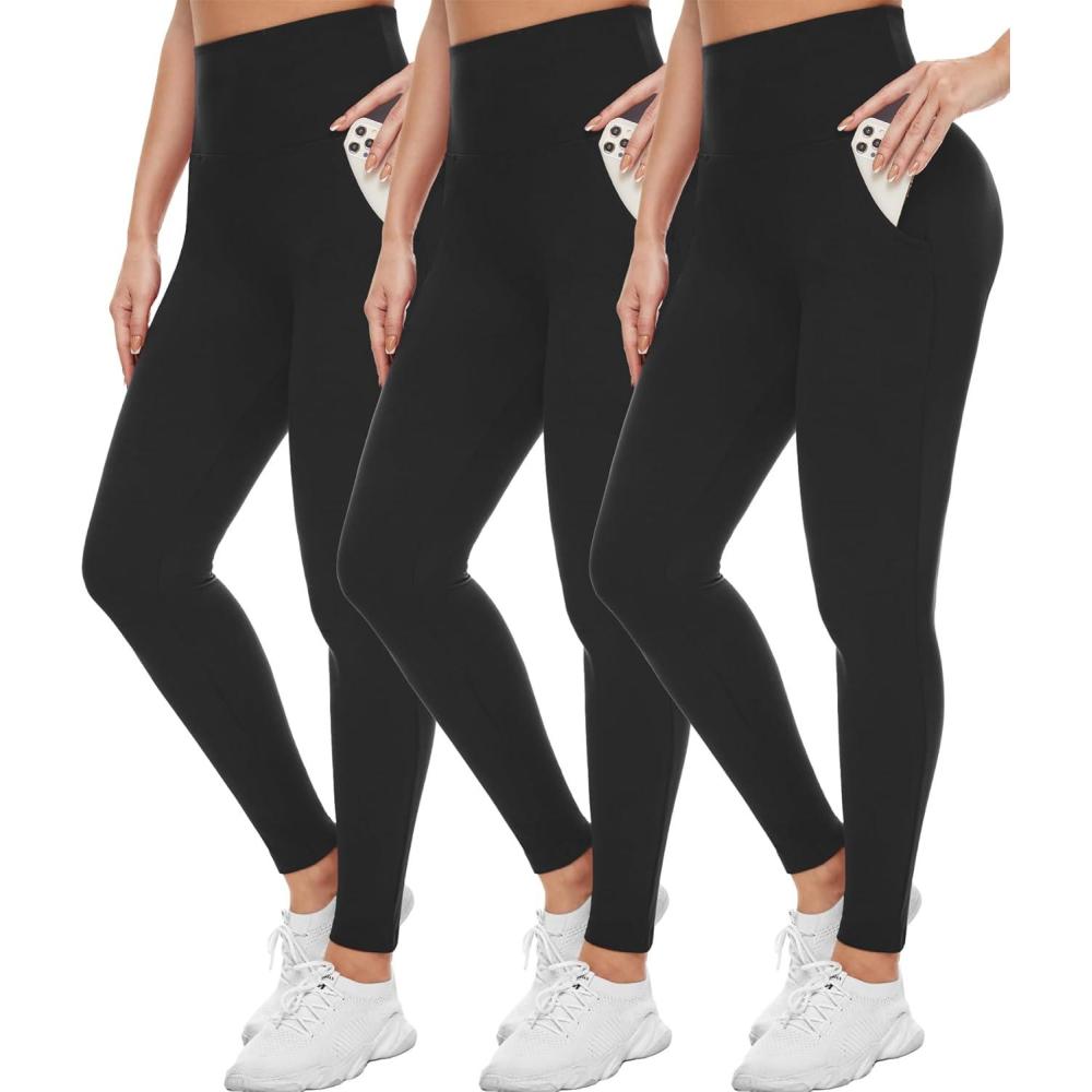 image:imageHi Clasmix Leggings for Women 3 PackHigh Wasited Tummy Control Yoga Pants Clothing for Workout Athletic1bd3 Pack Black Leggings With Pockets