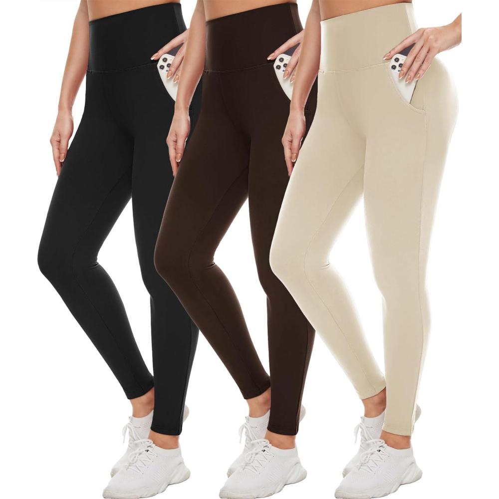image:imageHi Clasmix Leggings for Women 3 PackHigh Wasited Tummy Control Yoga Pants Clothing for Workout Athletic1bd3 Pack Leggings With Pockets 03color
