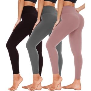 Hi Clasmix Leggings for Women 3 Pack-High Wasited Tummy Control Yoga Pants Clothing for Workout Athletic(2-3 Pack Black  Dark Grey  Rosy Brown)