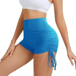 Hi Clasmix Women’s High Waist Biker Shorts 5″ with Tummy Control – Workout, Yoga, Cycling & Dance Athletic Shorts(Madagascar Blue)