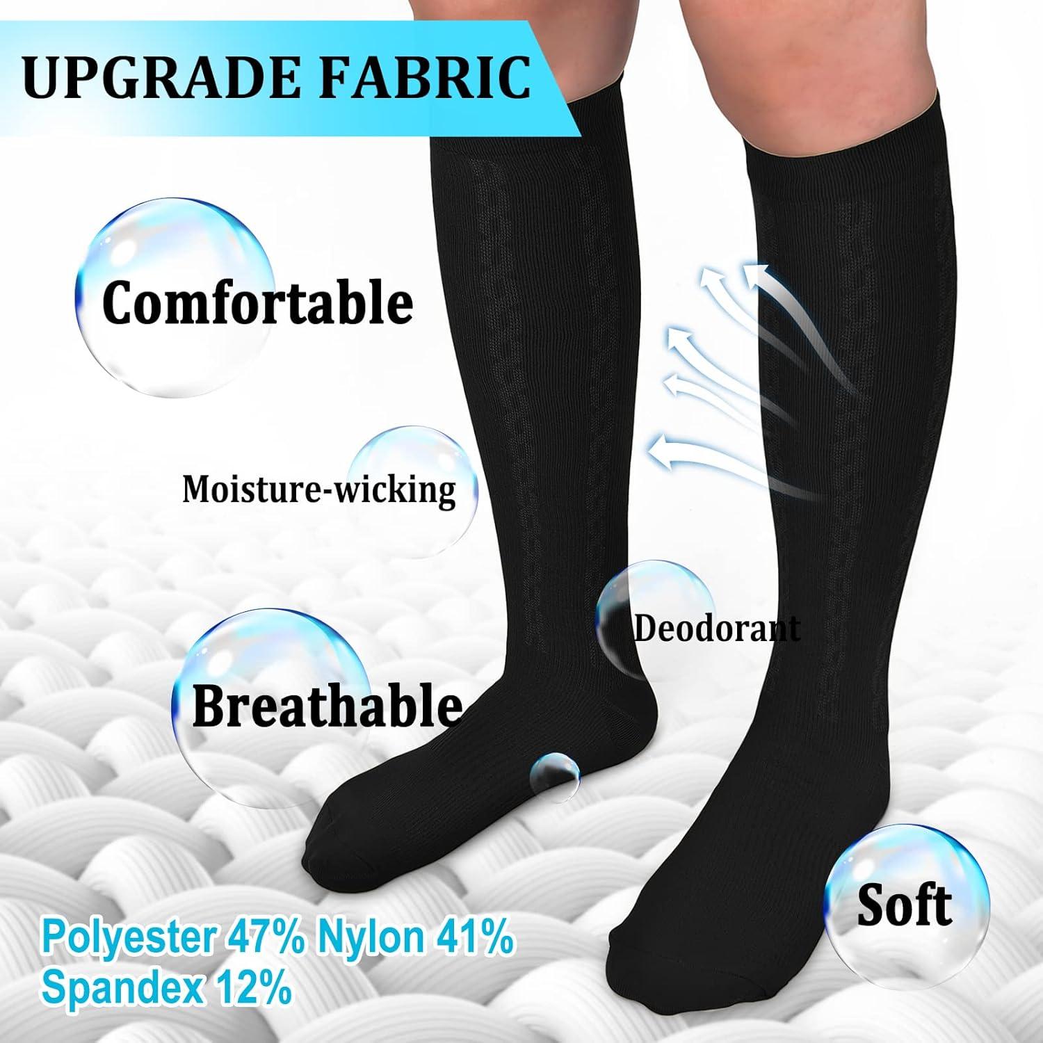 image:image3040mmHg Medical Graduated Compression Socks for WomenampMen CirculationCompression StockingsKnee High Socks for SupportHikingRunning12 Pack Black