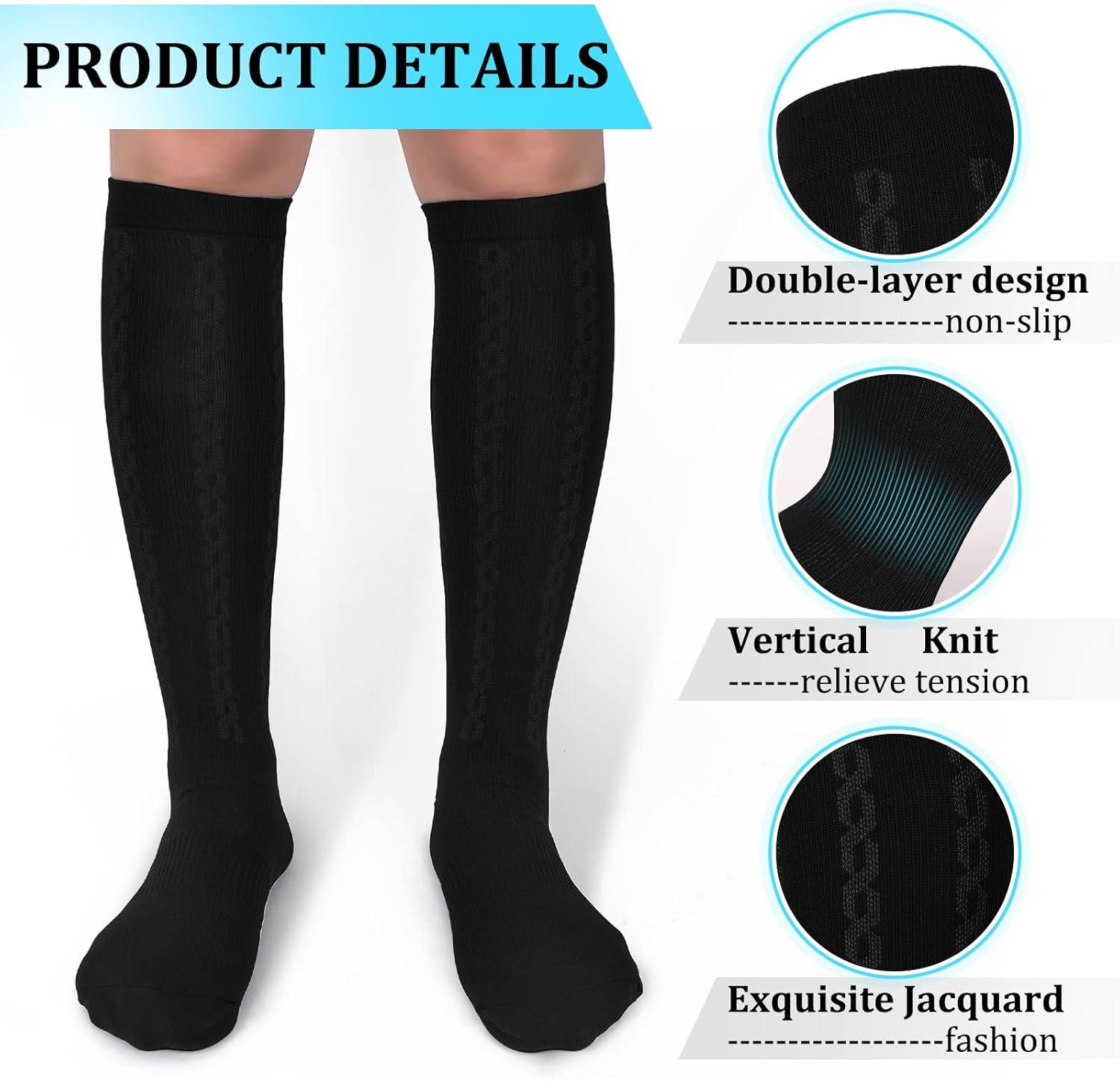 image:image3040mmHg Medical Graduated Compression Socks for WomenampMen CirculationCompression StockingsKnee High Socks for SupportHikingRunning12 Pack Black