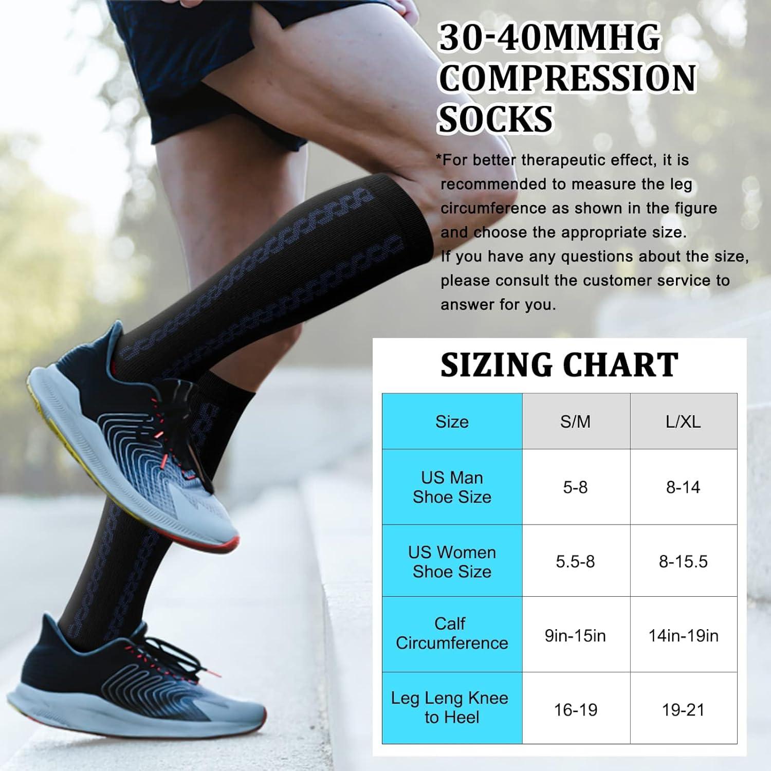 image:image3040mmHg Medical Graduated Compression Socks for WomenampMen CirculationCompression StockingsKnee High Socks for SupportHikingRunning32 Pack Black Navy