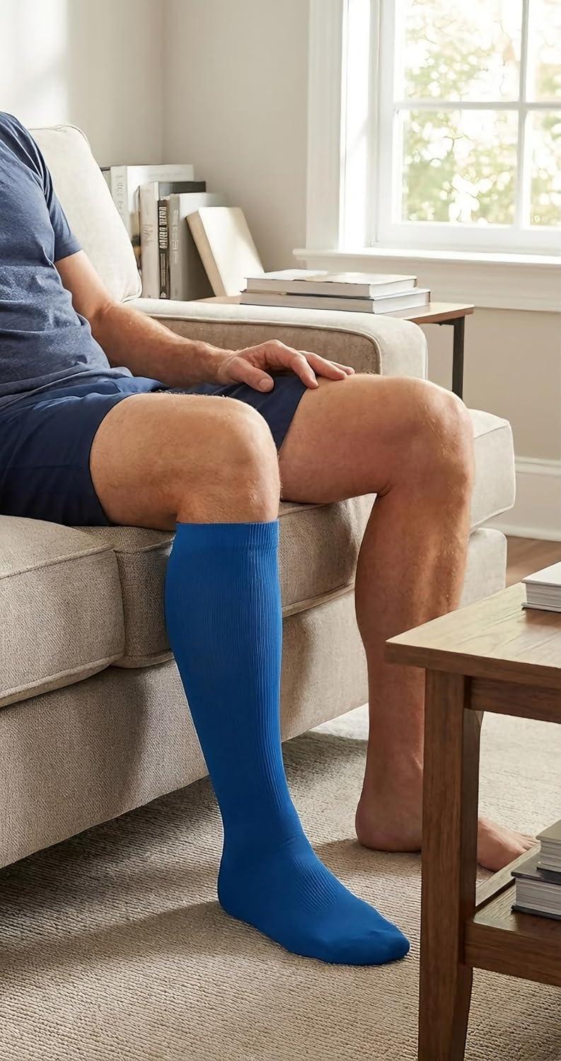 image:imageGraduated Compression Socks for WomenampMen 2030mmhg Knee High Socks Travel Hiking Running Stocking065 Pairs Multi Solid 01
