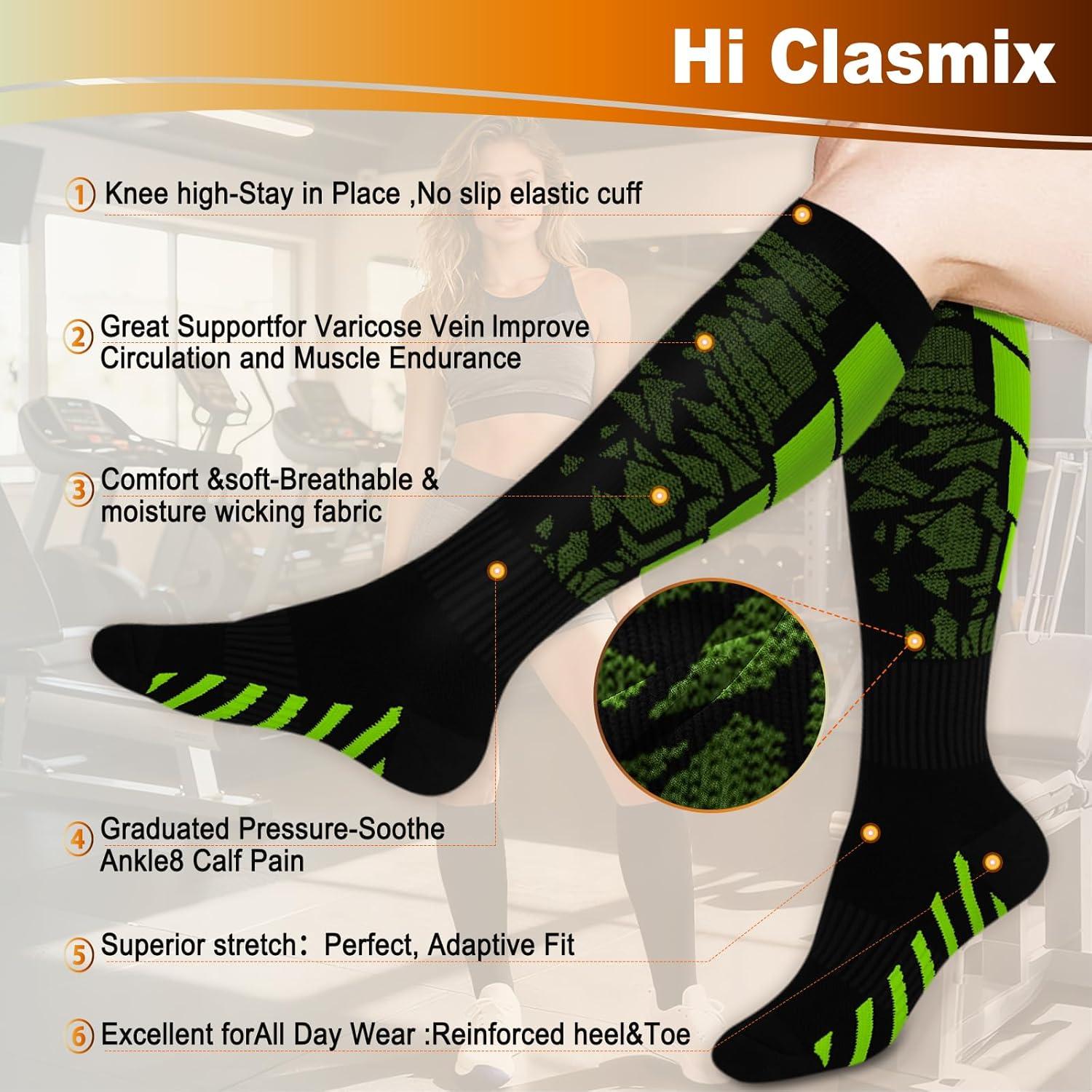 image:imageGraduated Compression Socks for WomenampMen 2030mmhg Knee High Socks Travel Hiking Running Stocking066 Pairs Multi Stripe 02