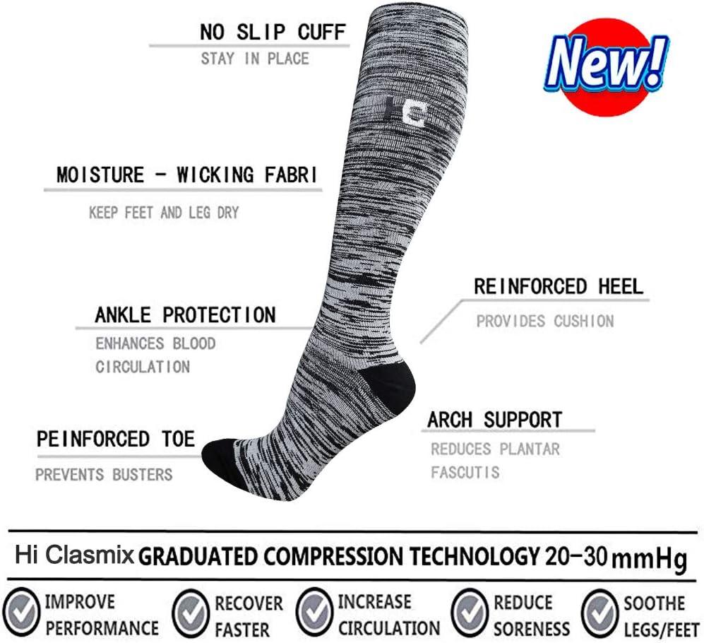 image:imageGraduated Compression Socks for WomenampMen 2030mmhg Knee High Socks Travel Hiking Running Stocking066 Pairs Multi Stripe 03