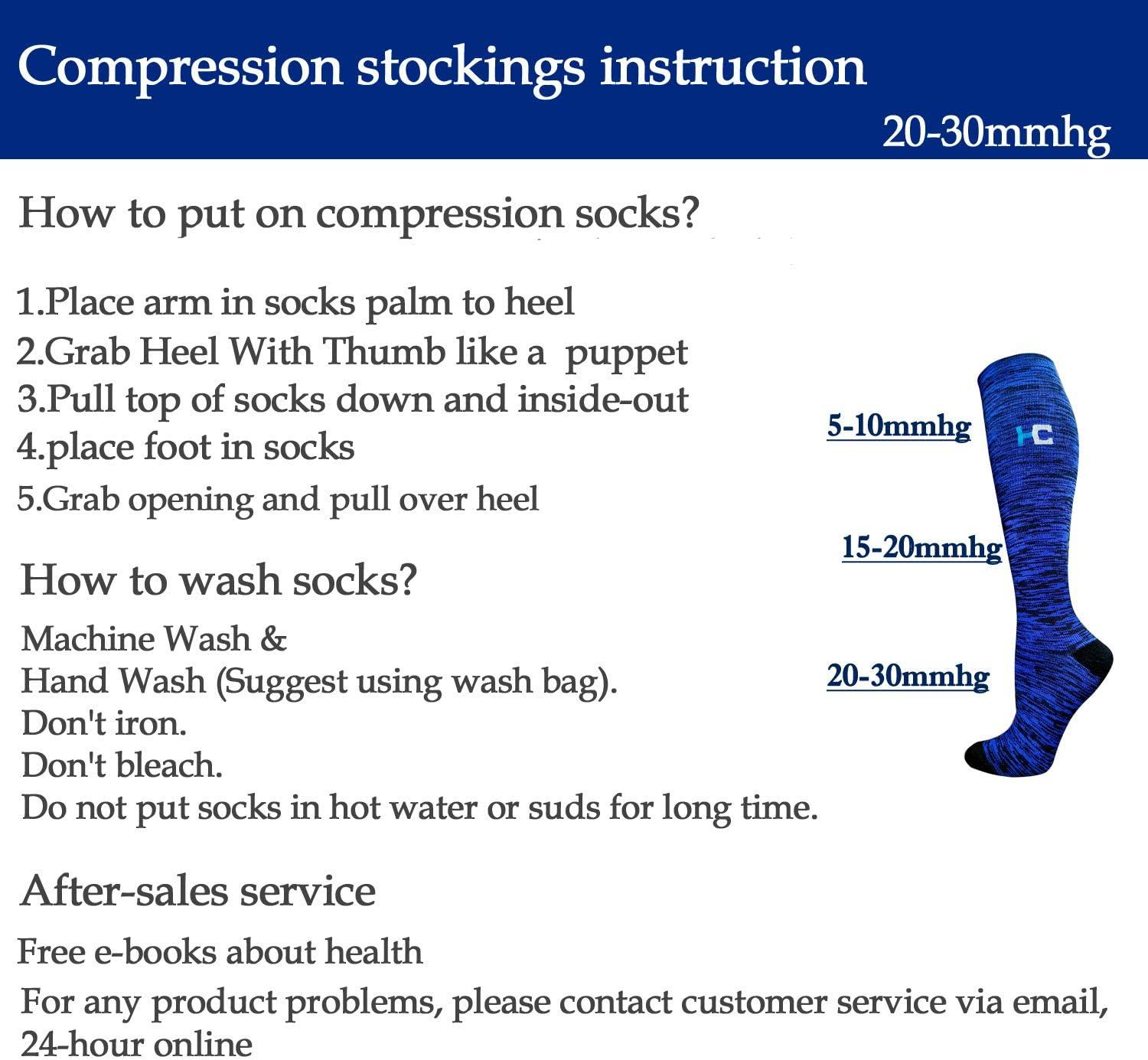 image:imageGraduated Compression Socks for WomenampMen 2030mmhg Knee High Socks Travel Hiking Running Stocking066 Pairs Multi Stripe 03