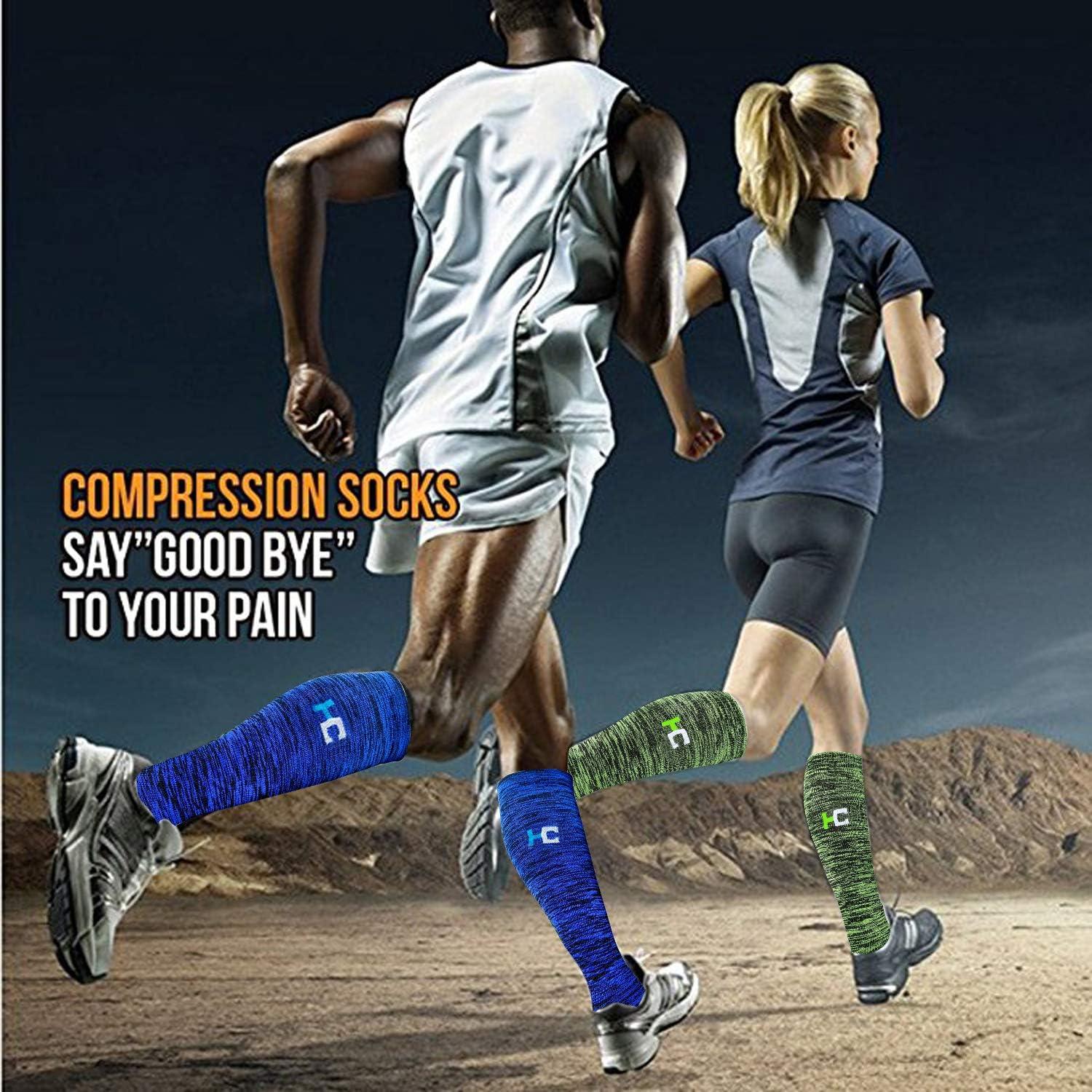 image:imageGraduated Compression Socks for WomenampMen 2030mmhg Knee High Socks Travel Hiking Running Stocking066 Pairs Multi Stripe 03