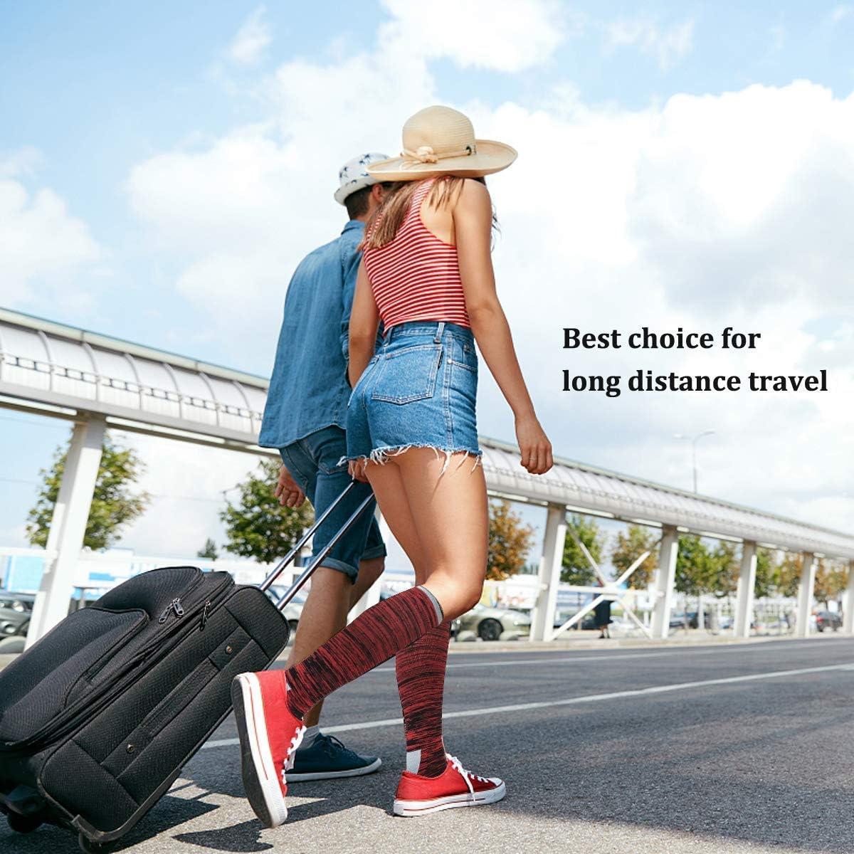 image:imageGraduated Compression Socks for WomenampMen 2030mmhg Knee High Socks Travel Hiking Running Stocking066 Pairs Multi Stripe04