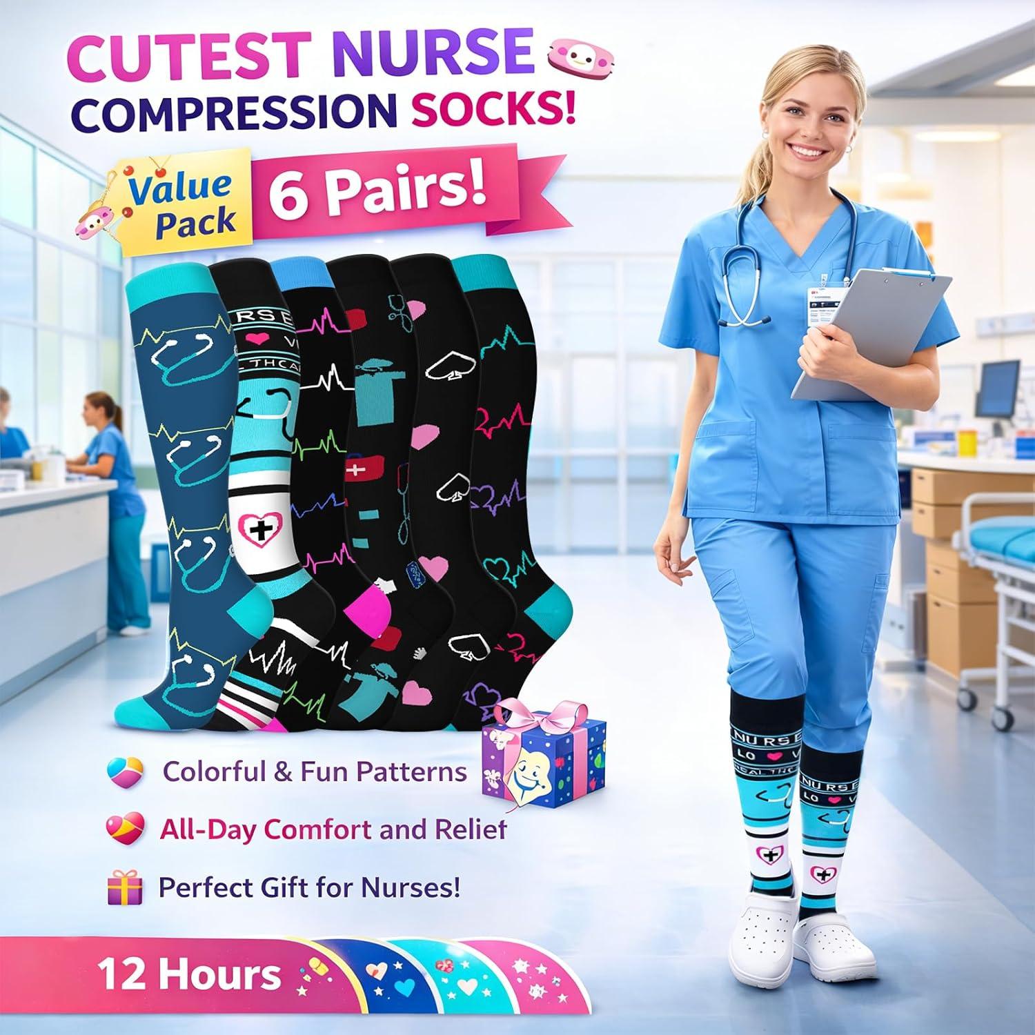 image:imageGraduated Compression Socks for WomenampMen 2030mmhg Knee High Socks Travel Hiking Running Stocking096 Pairs Medical Series