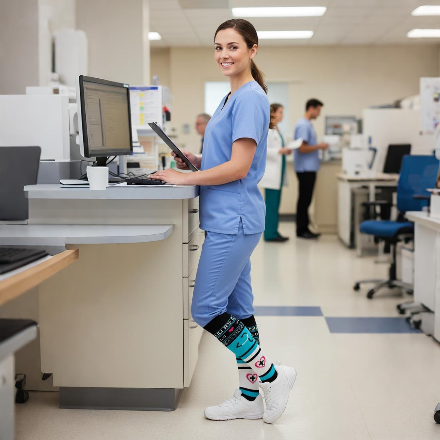 image:imageGraduated Compression Socks for WomenampMen 2030mmhg Knee High Socks Travel Hiking Running Stocking096 Pairs Medical Series