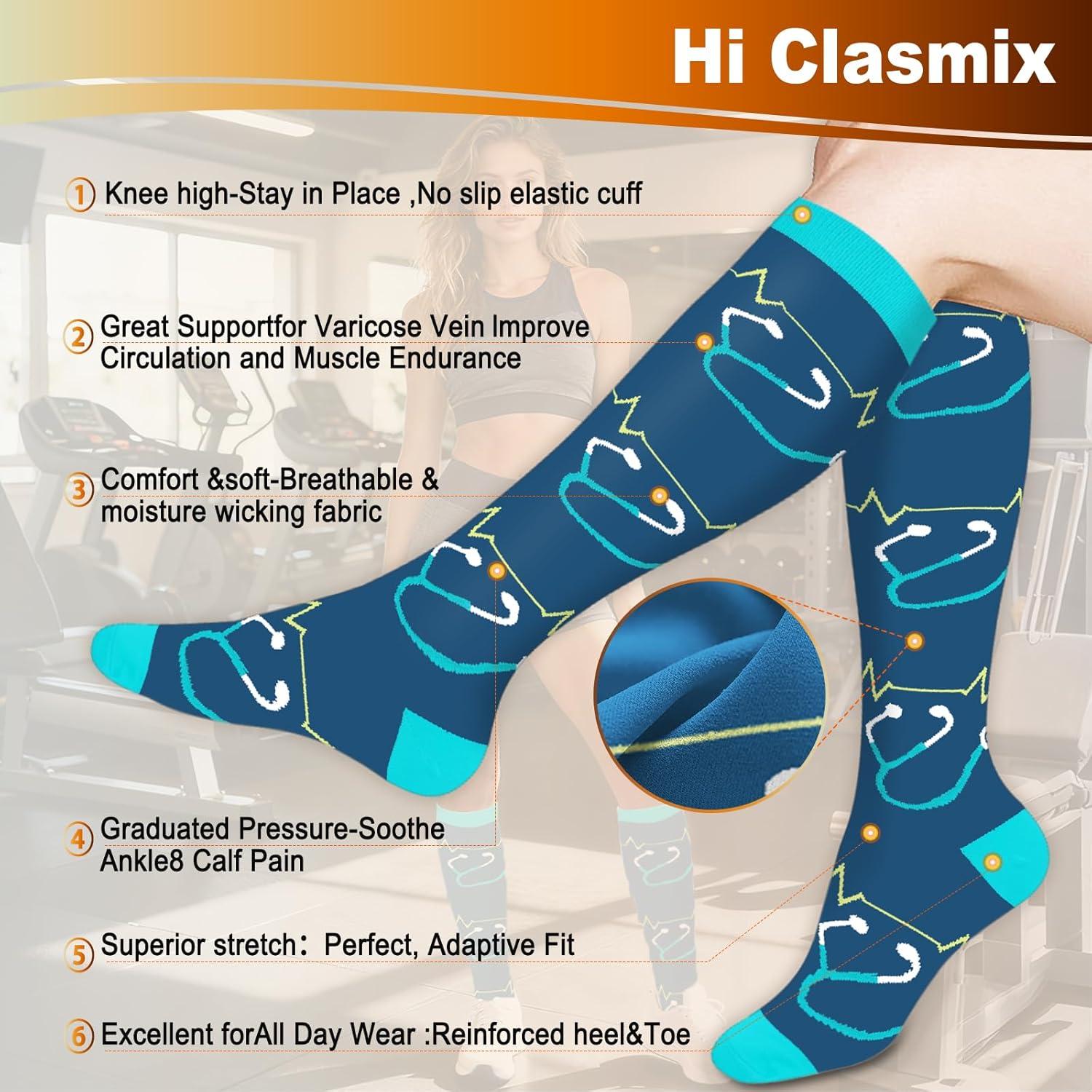 image:imageGraduated Compression Socks for WomenampMen 2030mmhg Knee High Socks Travel Hiking Running Stocking096 Pairs Medical Series