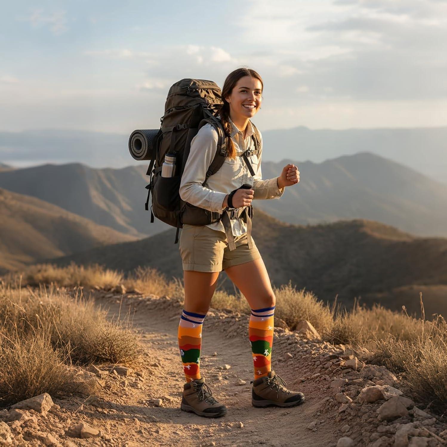 image:imageGraduated Compression Socks for WomenampMen 2030mmhg Knee High Socks Travel Hiking Running Stocking106 Pairs Oil Painting Series