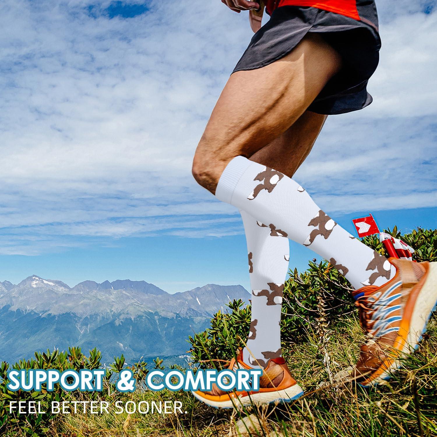 image:imageGraduated Compression Socks for WomenampMen 2030mmhg Knee High Socks Travel Hiking Running Stocking126 Pairs Animal Series01
