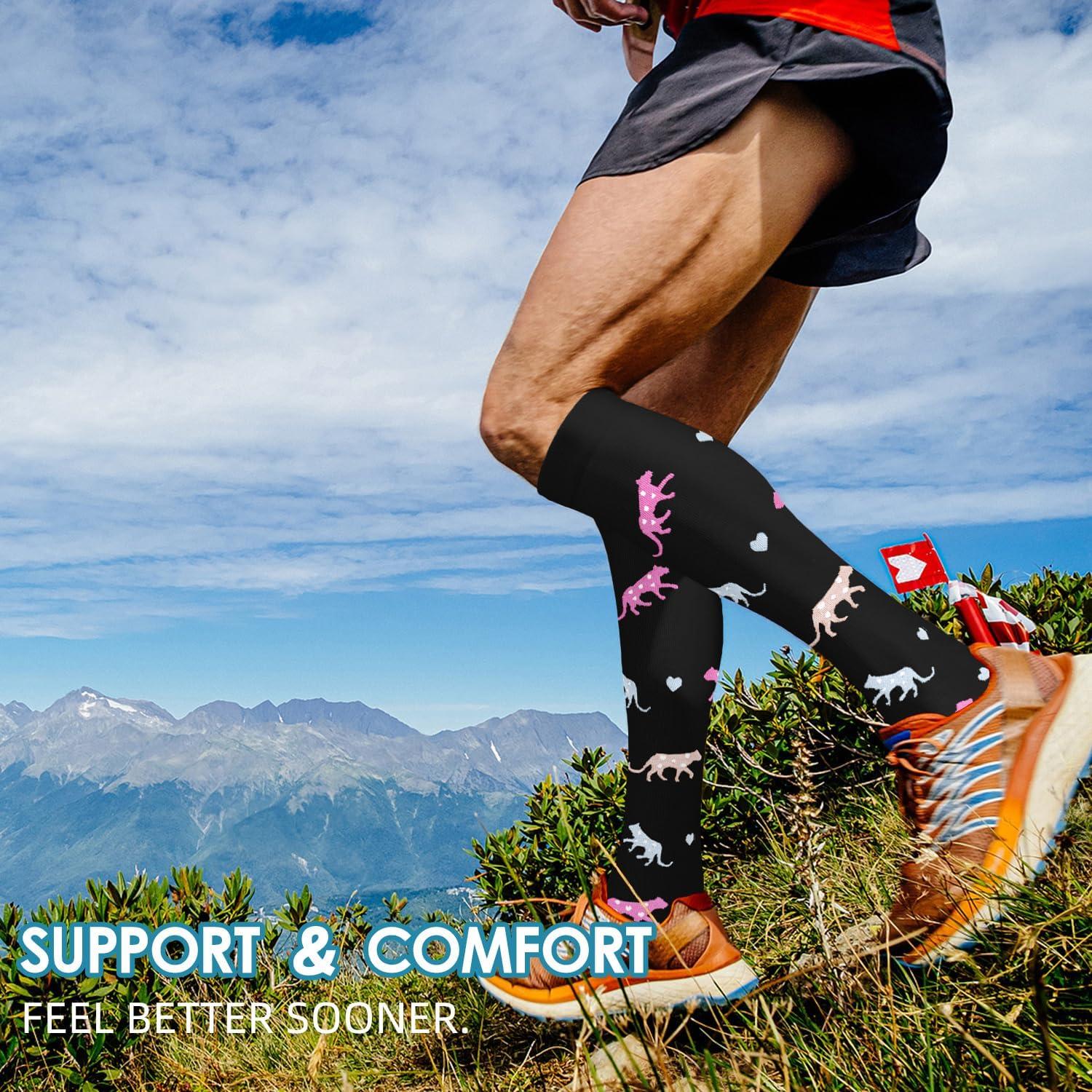 image:imageGraduated Compression Socks for WomenampMen 2030mmhg Knee High Socks Travel Hiking Running Stocking126 Pairs Animal Series02