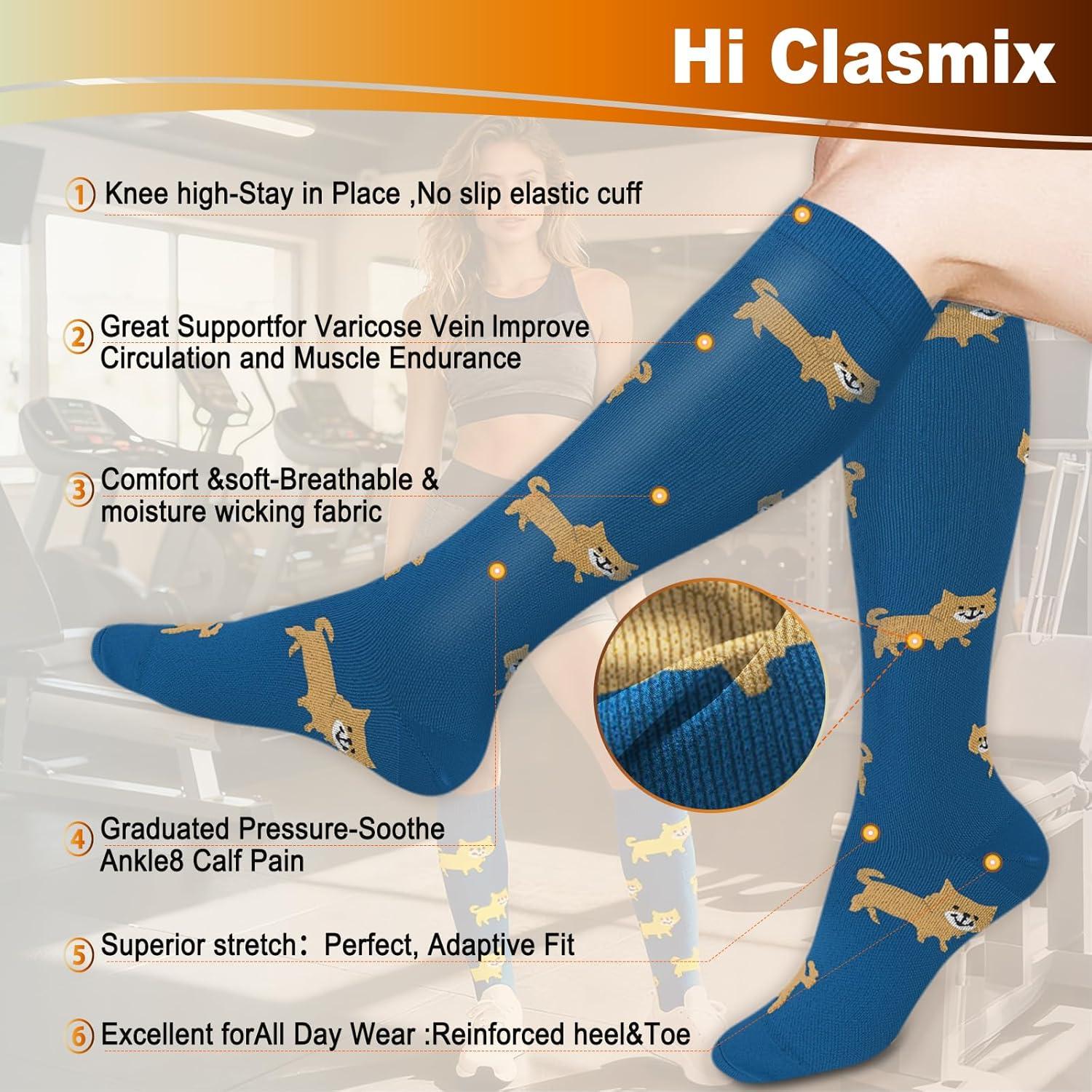 image:imageGraduated Compression Socks for WomenampMen 2030mmhg Knee High Socks Travel Hiking Running Stocking126 Pairs Animal Series02