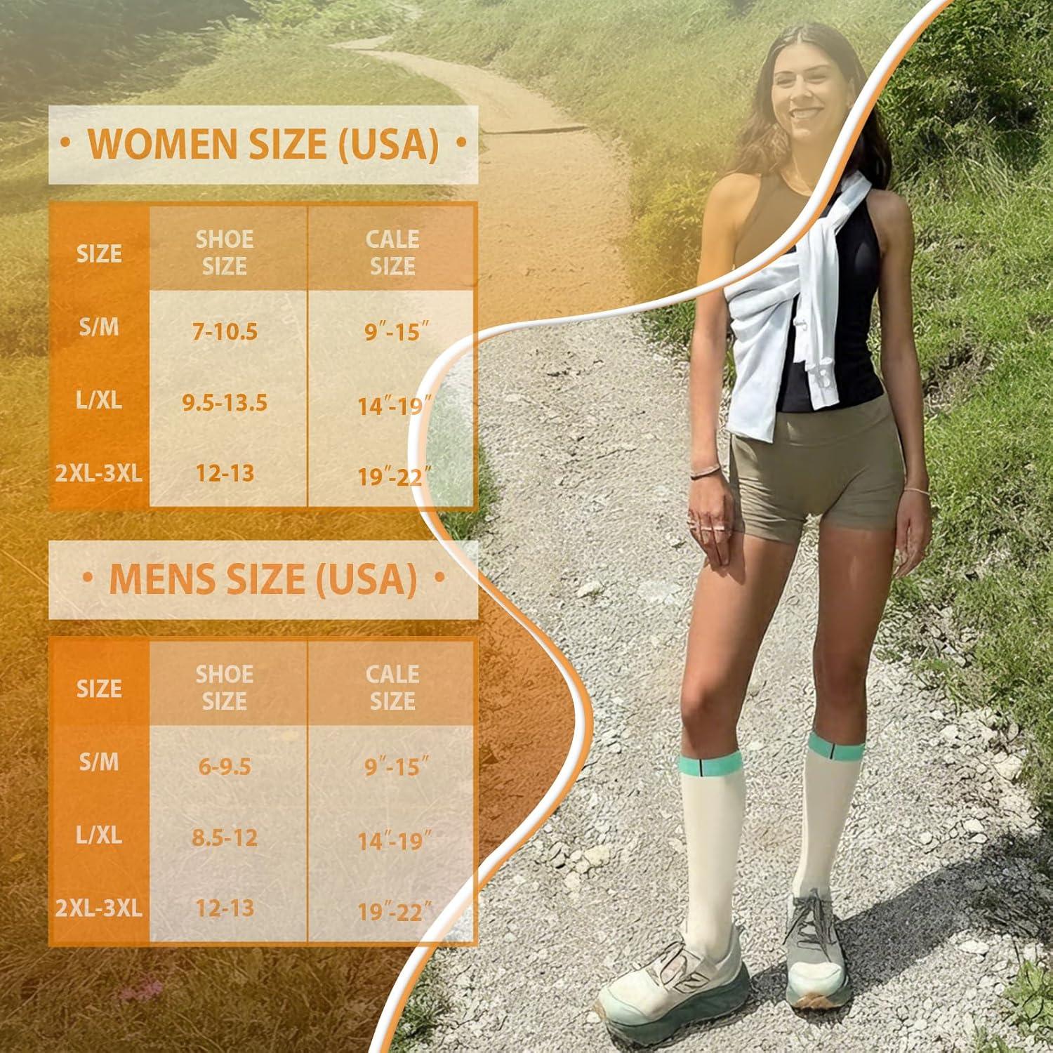 image:imageGraduated Compression Socks for WomenampMen 2030mmhg Knee High Socks Travel Hiking Running StockingMulti1