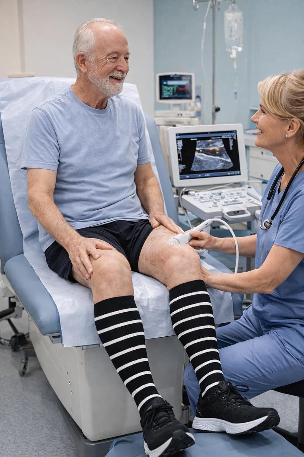 image:imageGraduated Compression Socks for WomenampMen 2030mmhg Knee High Socks Travel Hiking Running StockingMulti2