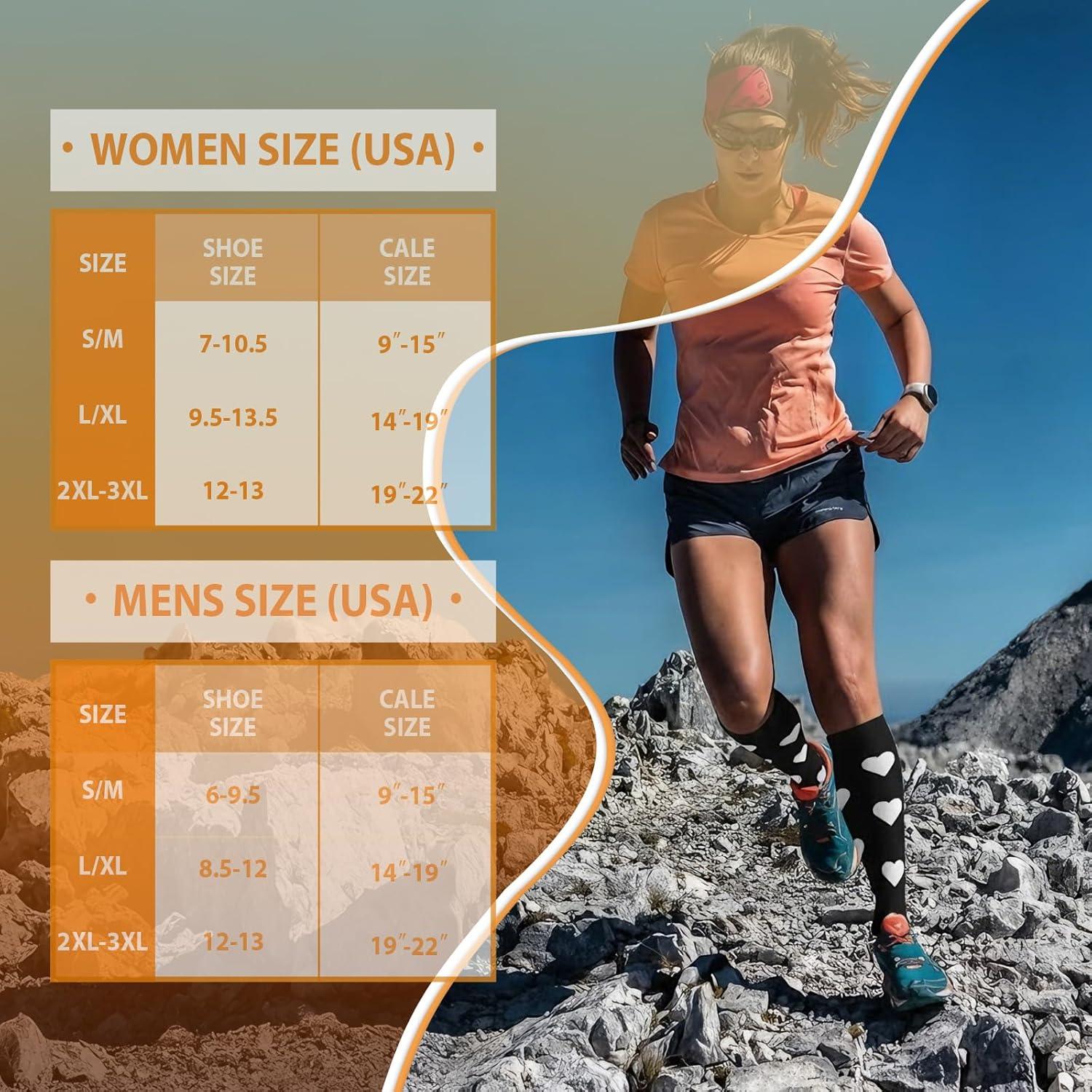 image:imageGraduated Compression Socks for WomenampMen 2030mmhg Knee High Socks Travel Hiking Running StockingMulti2