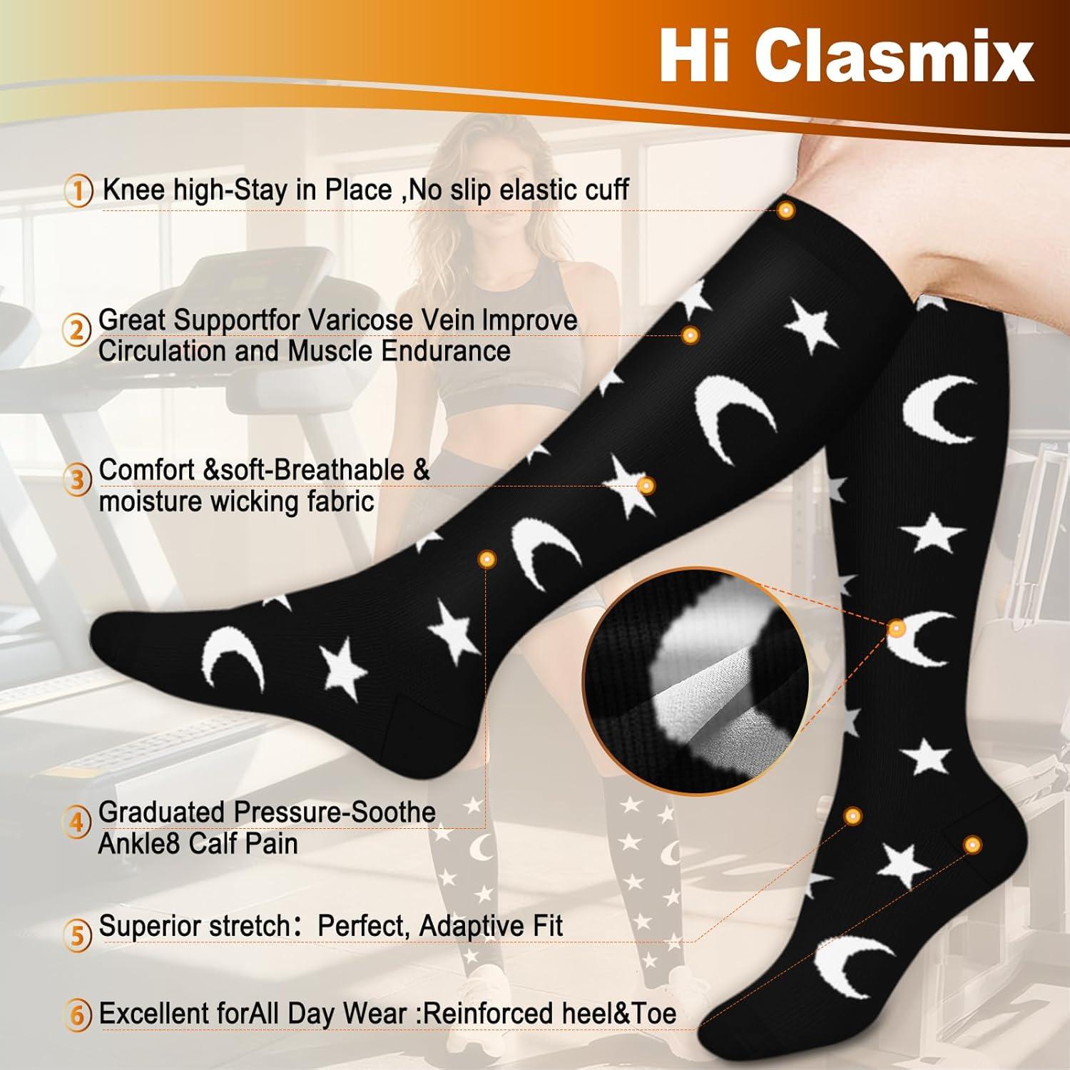 image:imageGraduated Compression Socks for WomenampMen 2030mmhg Knee High Socks Travel Hiking Running StockingMulti2