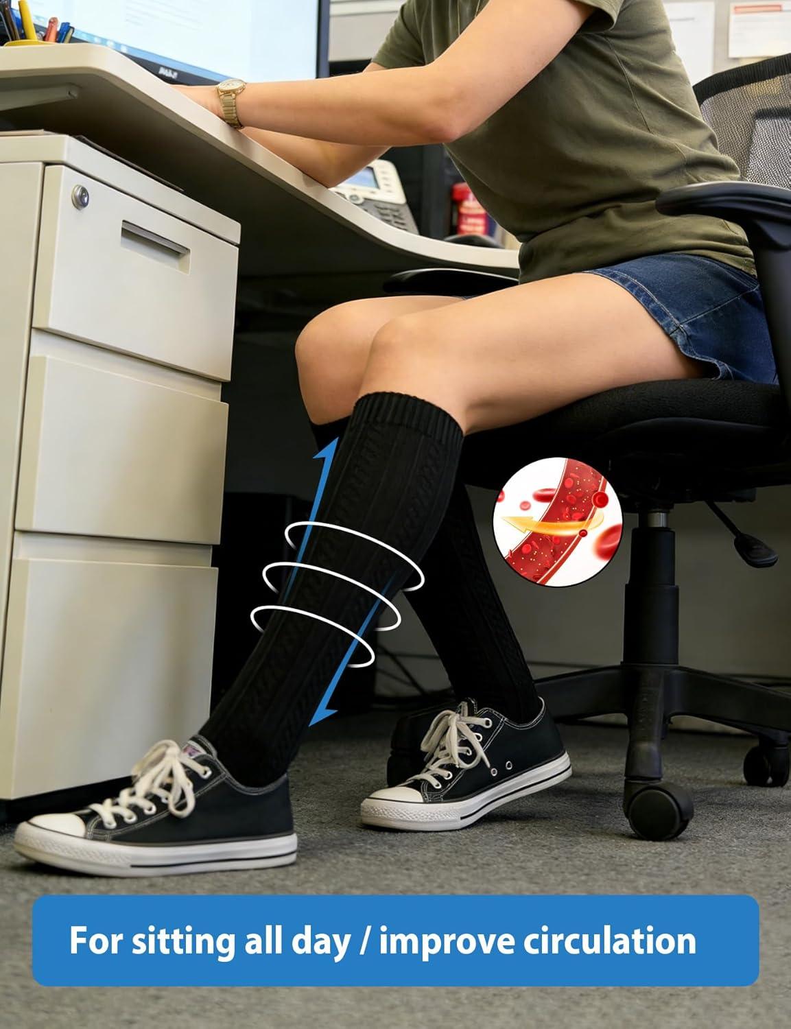 image:imageGraduated Compression Socks for WomenampMen 2030mmhg Knee High Socks Travel Hiking Running StockingMulti3