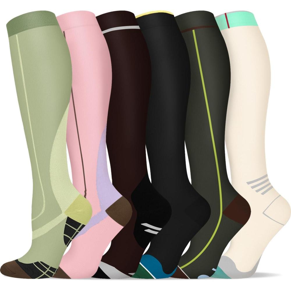 image:imageGraduated Compression Socks for WomenampMen 2030mmhg Knee High Socks Travel Hiking Running StockingMulti1