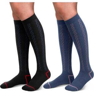 30-40mmHg Medical Graduated Compression Socks for Women&Men Circulation-Compression Stockings-Knee High Socks for Support,Hiking,Running(3-2 Pack Black  Navy)