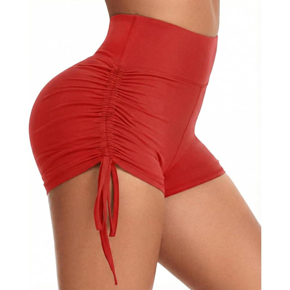 image:imageHi Clasmix 5 Womens High Waist Biker Shorts Running Gym Yoga Cycling Dance Workout Athletic ShortsRed