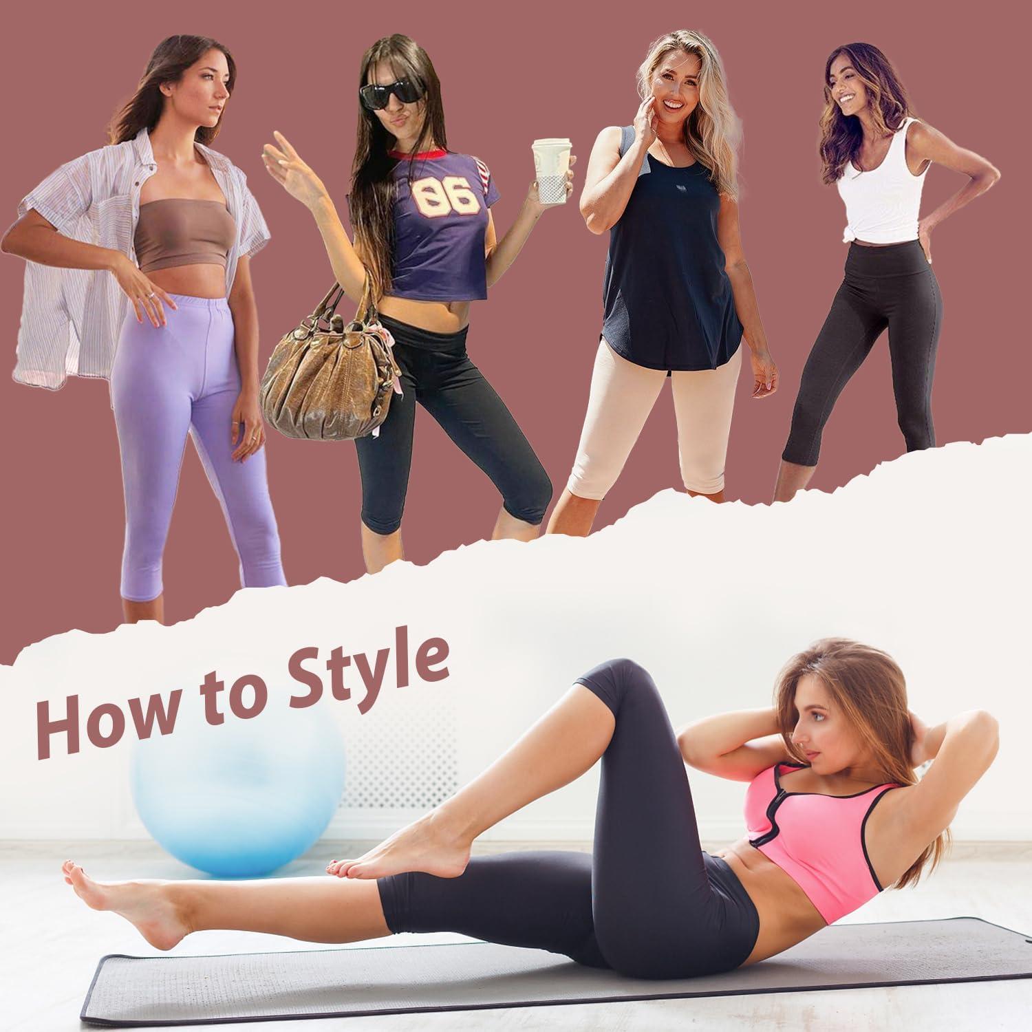image:imageHigh Waisted 3 Pack Womens Capri Pants Knee Length Yoga Shorts Biker Workout Leggings for WomenSummer ActivewearBlackGreyNavy With Pockets