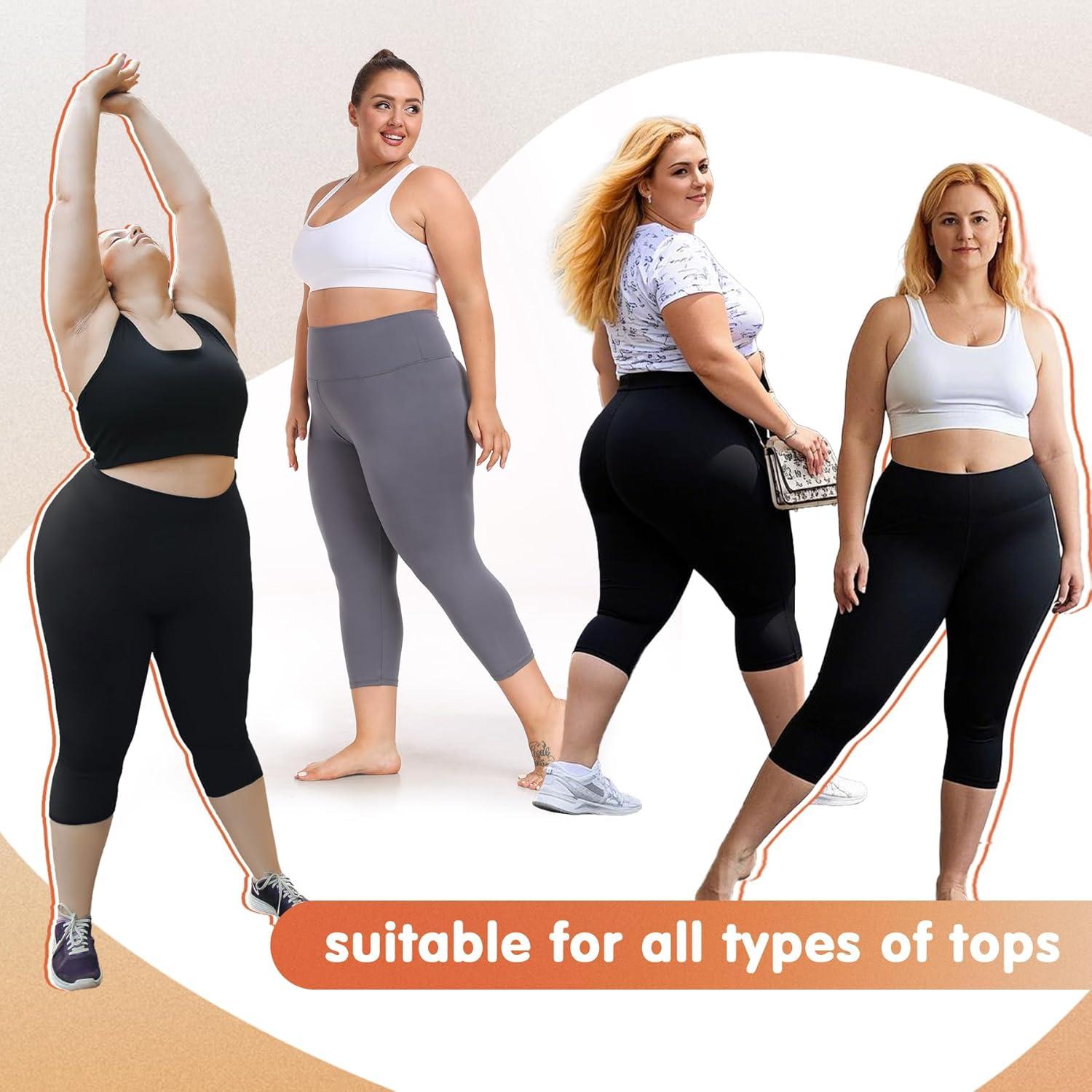 image:imageHi Clasmix 2 Pack Plus Size Leggings for WomenHigh Waisted Tummy Control 1X4X Soft Casual Yoga Pants for Curvy Women32 Pack Blackwhite