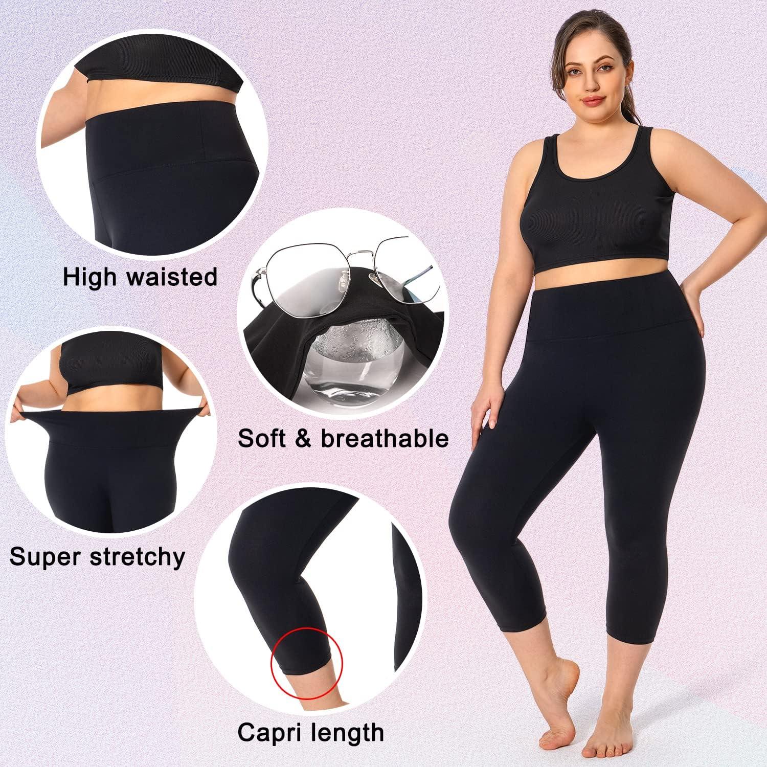 image:imageHi Clasmix 2 Pack Plus Size Leggings for WomenHigh Waisted Tummy Control 1X4X Soft Casual Yoga Pants for Curvy Women52 Pack Blackpink