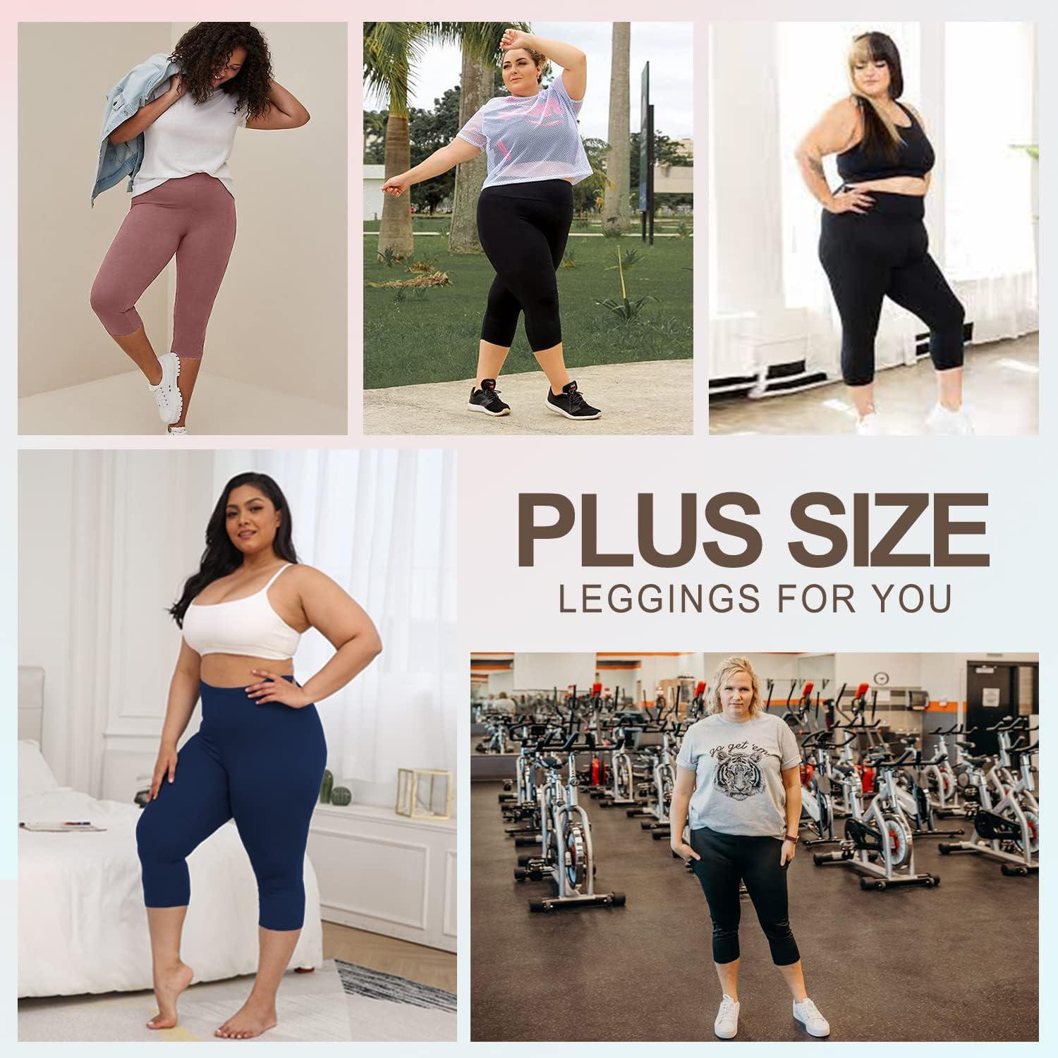 image:imageHi Clasmix 2 Pack Plus Size Leggings for WomenHigh Waisted Tummy Control 1X4X Soft Casual Yoga Pants for Curvy Women62 Pack Blackleapord