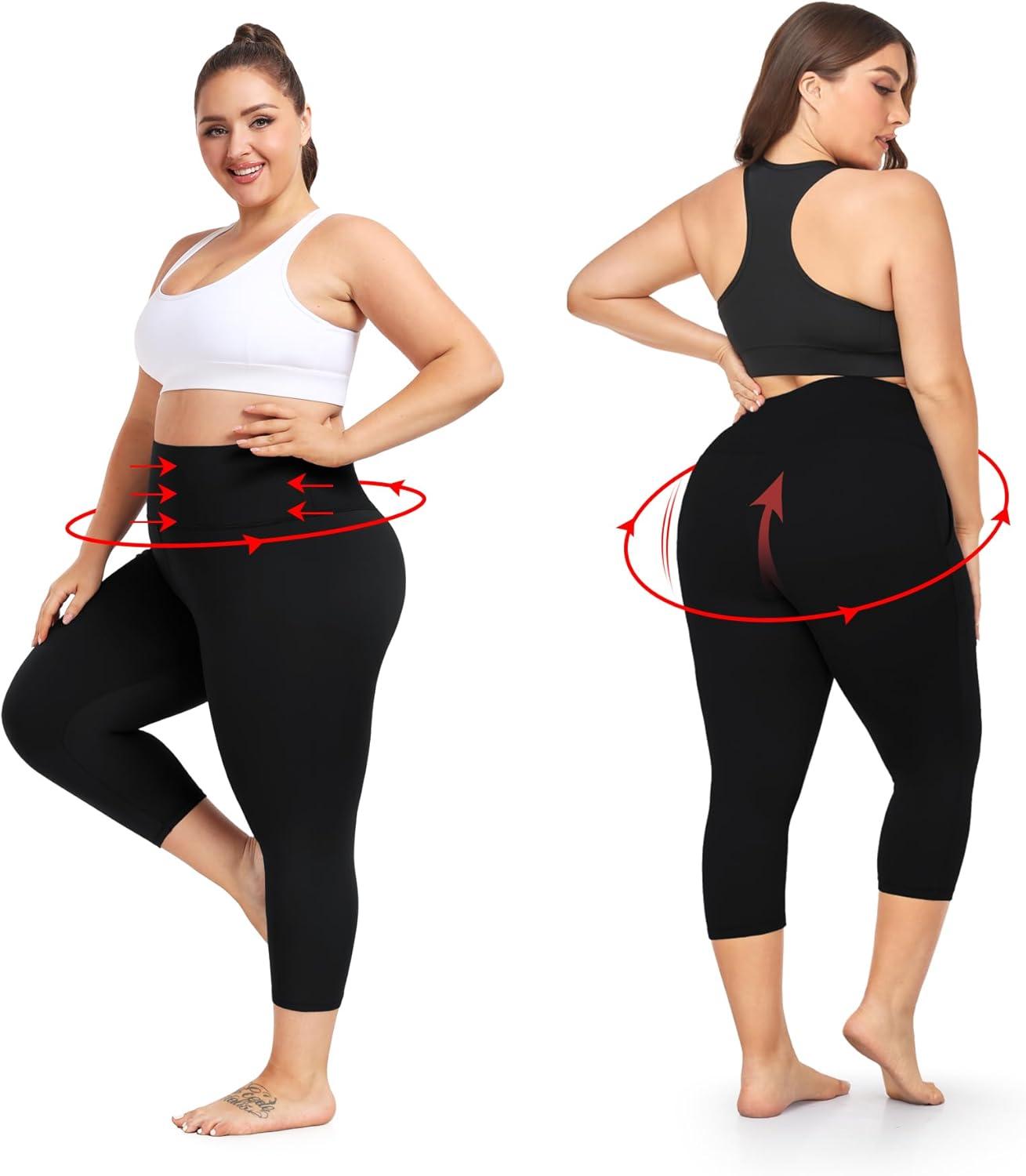 image:imageHi Clasmix 2 Pack Plus Size Leggings for WomenHigh Waisted Tummy Control 1X4X Soft Casual Yoga Pants for Curvy Women62 Pack Blackleapord