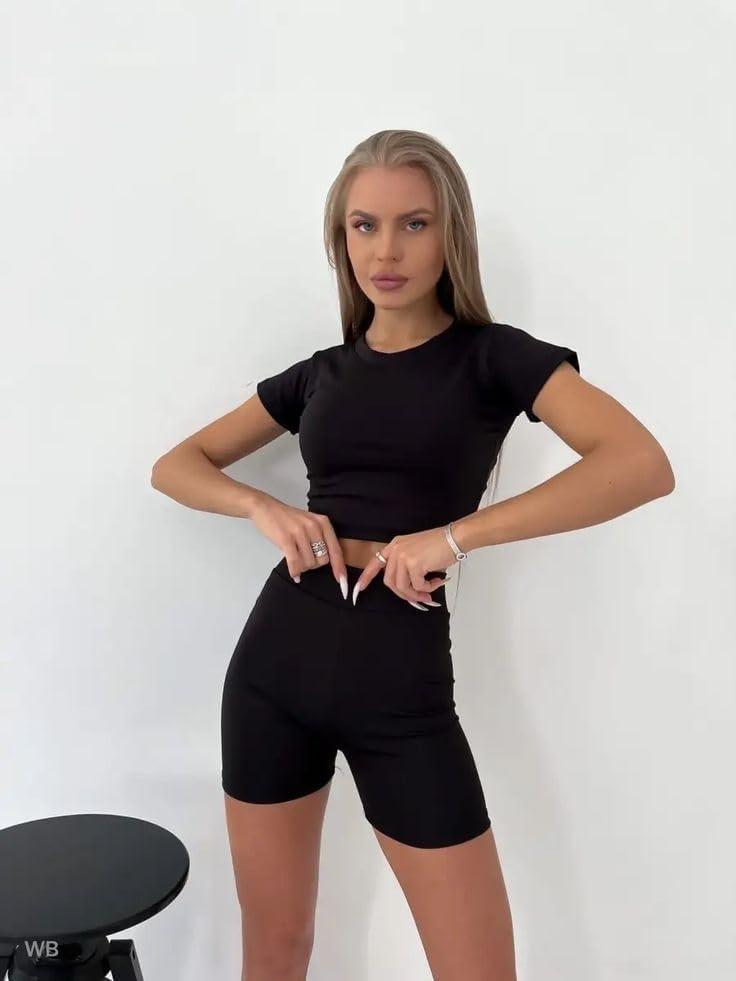 image:imageHigh Waisted Workout Biker Shorts for Women5 Tummy Control Athletic Running Gym Yoga Spandex Shorts02black