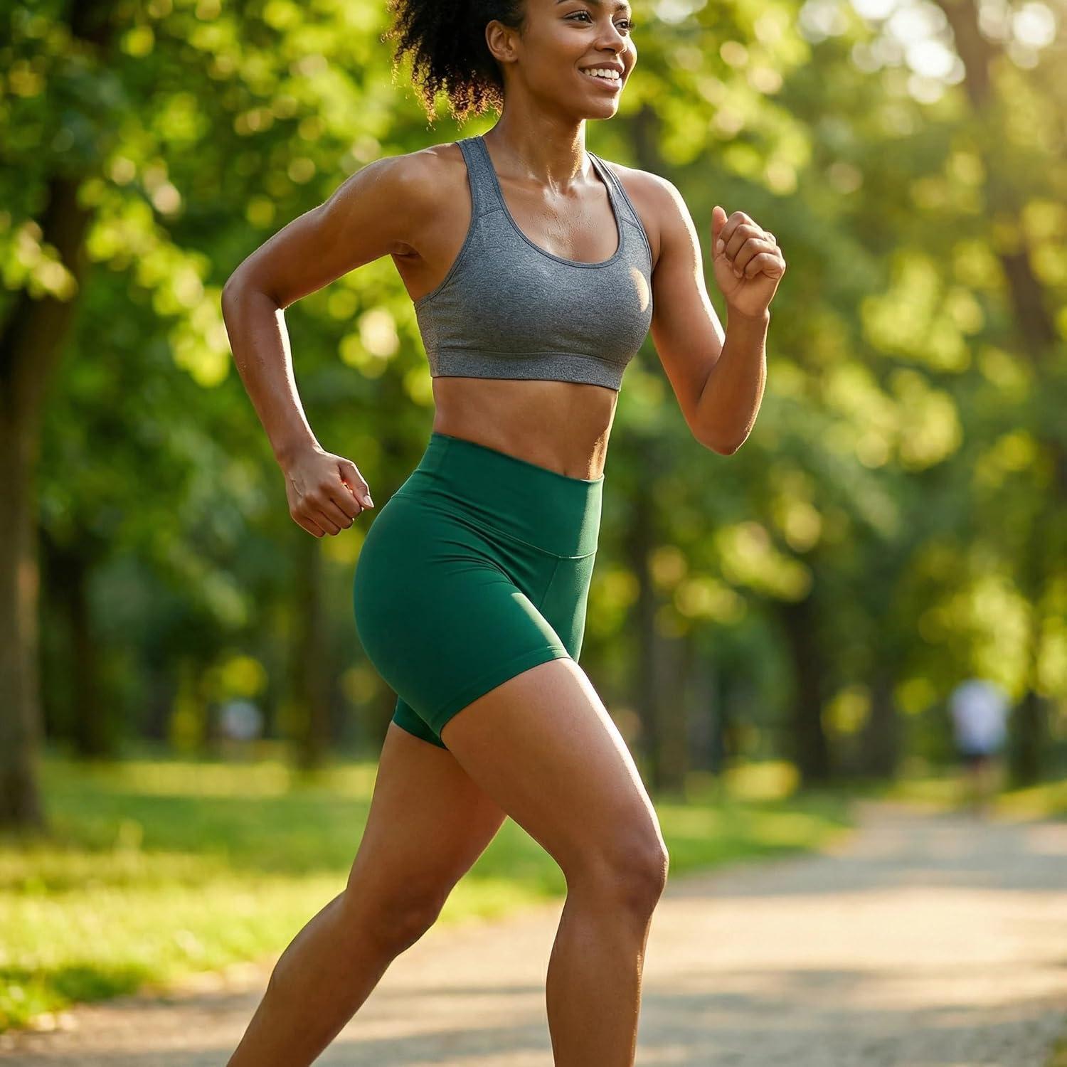 image:imageHigh Waisted Workout Biker Shorts for Women5 Tummy Control Athletic Running Gym Yoga Spandex Shorts02dark Green