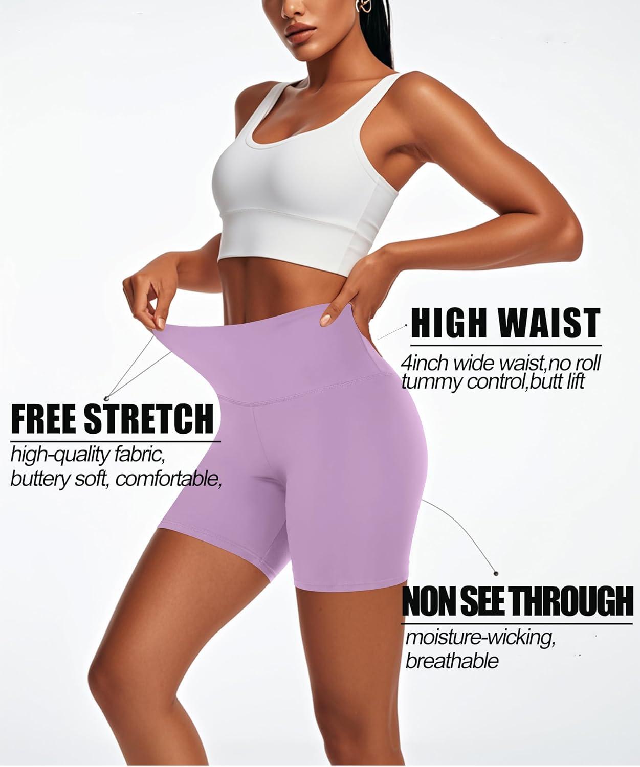 image:imageHigh Waisted Workout Biker Shorts for Women5 Tummy Control Athletic Running Gym Yoga Spandex Shorts06light Purple