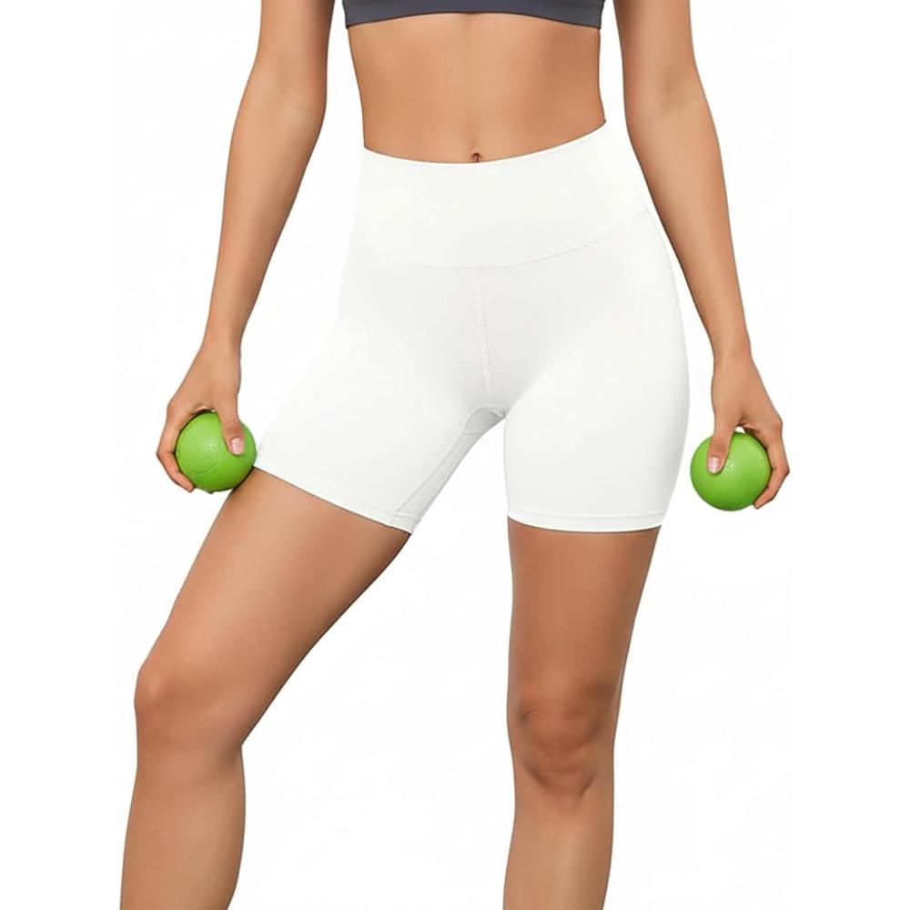 image:imageHigh Waisted Workout Biker Shorts for Women5 Tummy Control Athletic Running Gym Yoga Spandex Shorts01white
