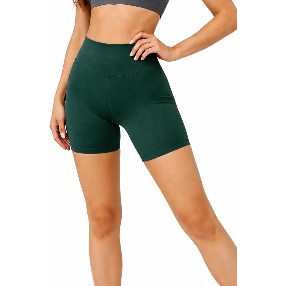 image:imageHigh Waisted Workout Biker Shorts for Women5 Tummy Control Athletic Running Gym Yoga Spandex Shorts02dark Green
